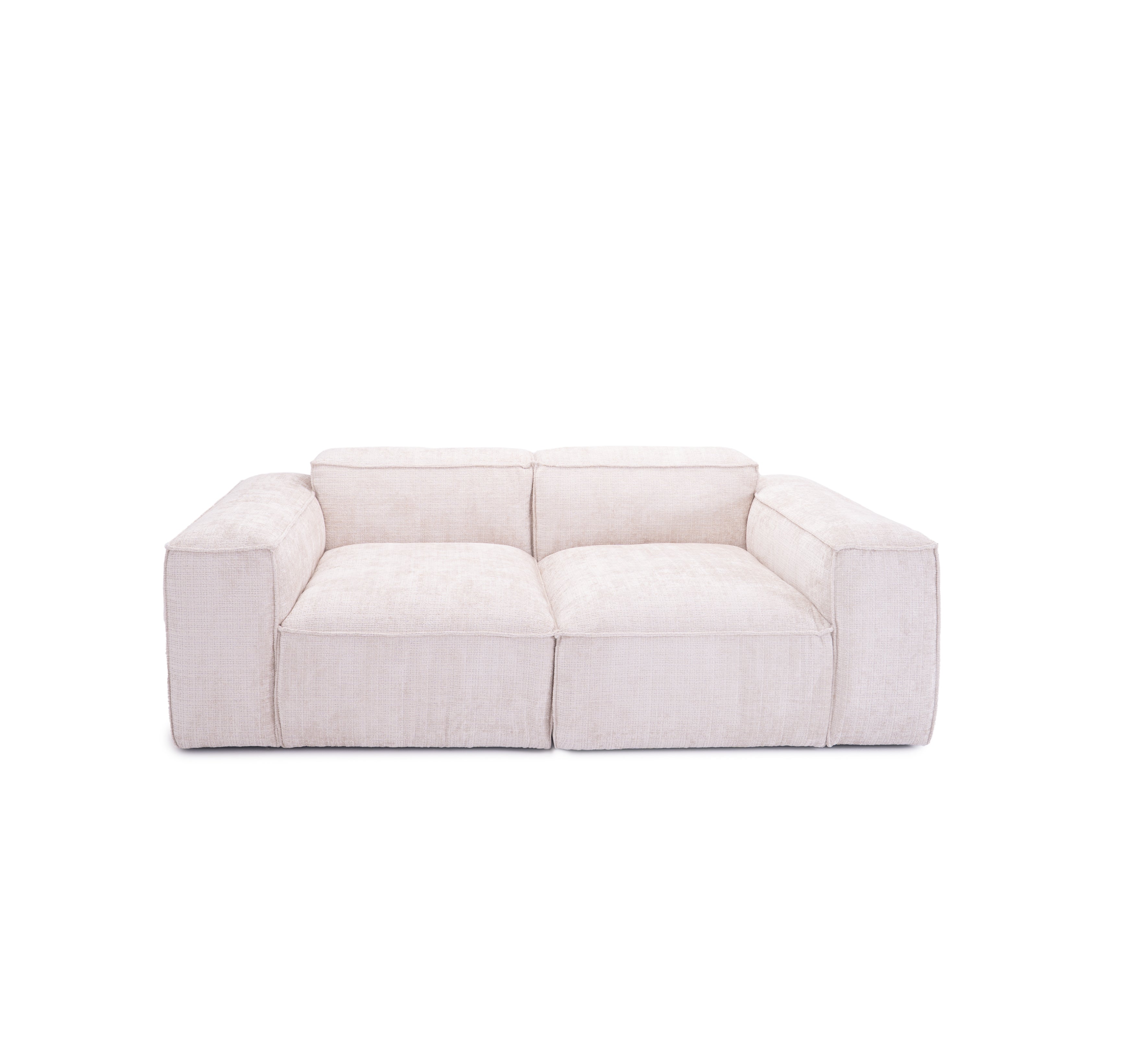 Canapé droit Lacepede en tissu chenille beige Paname Avenue, vue de face sur fond blanc