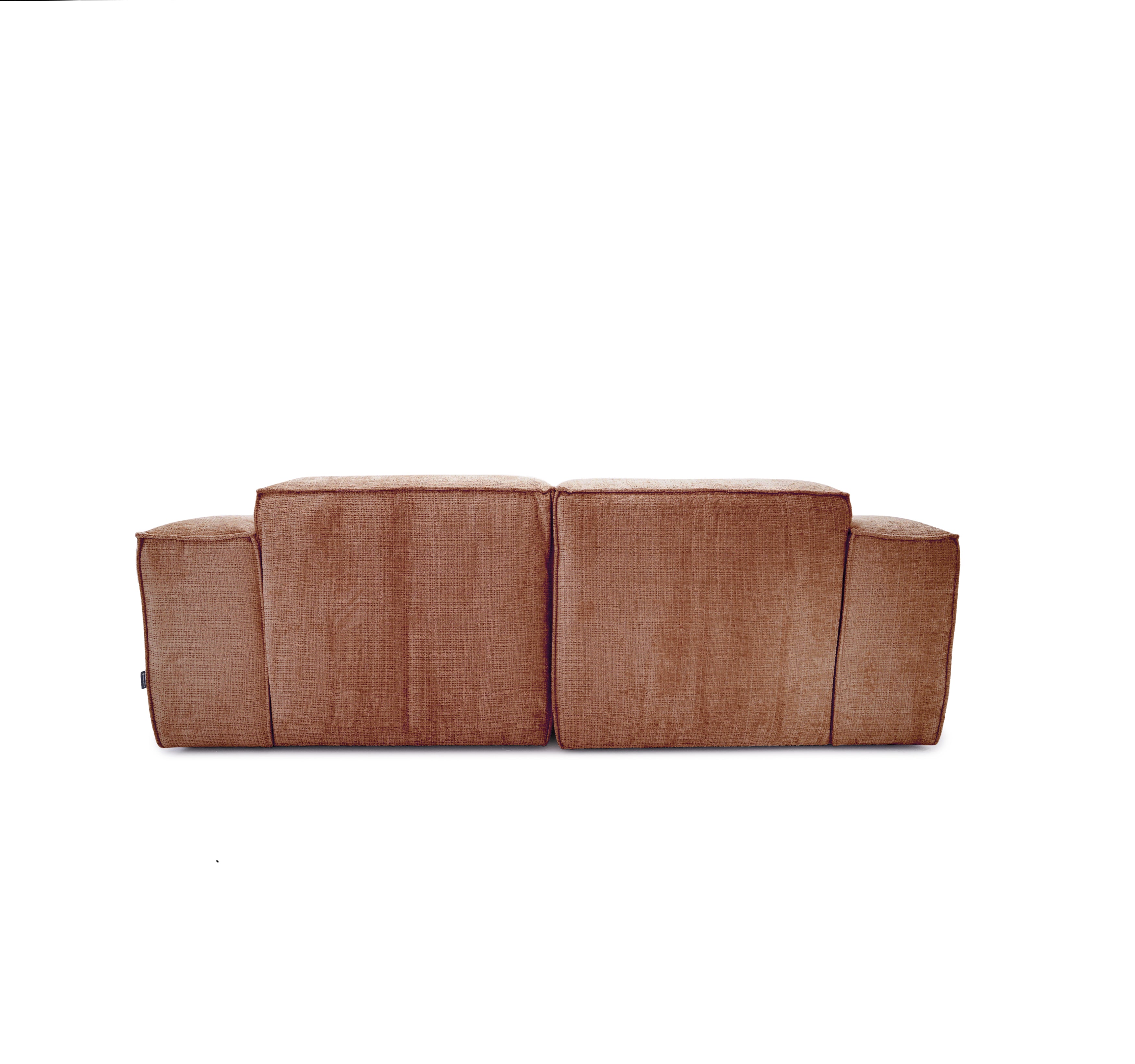 Canapé droit Lacepede en tissu chenille terracotta Paname Avenue, vue arrière sur fond blanc