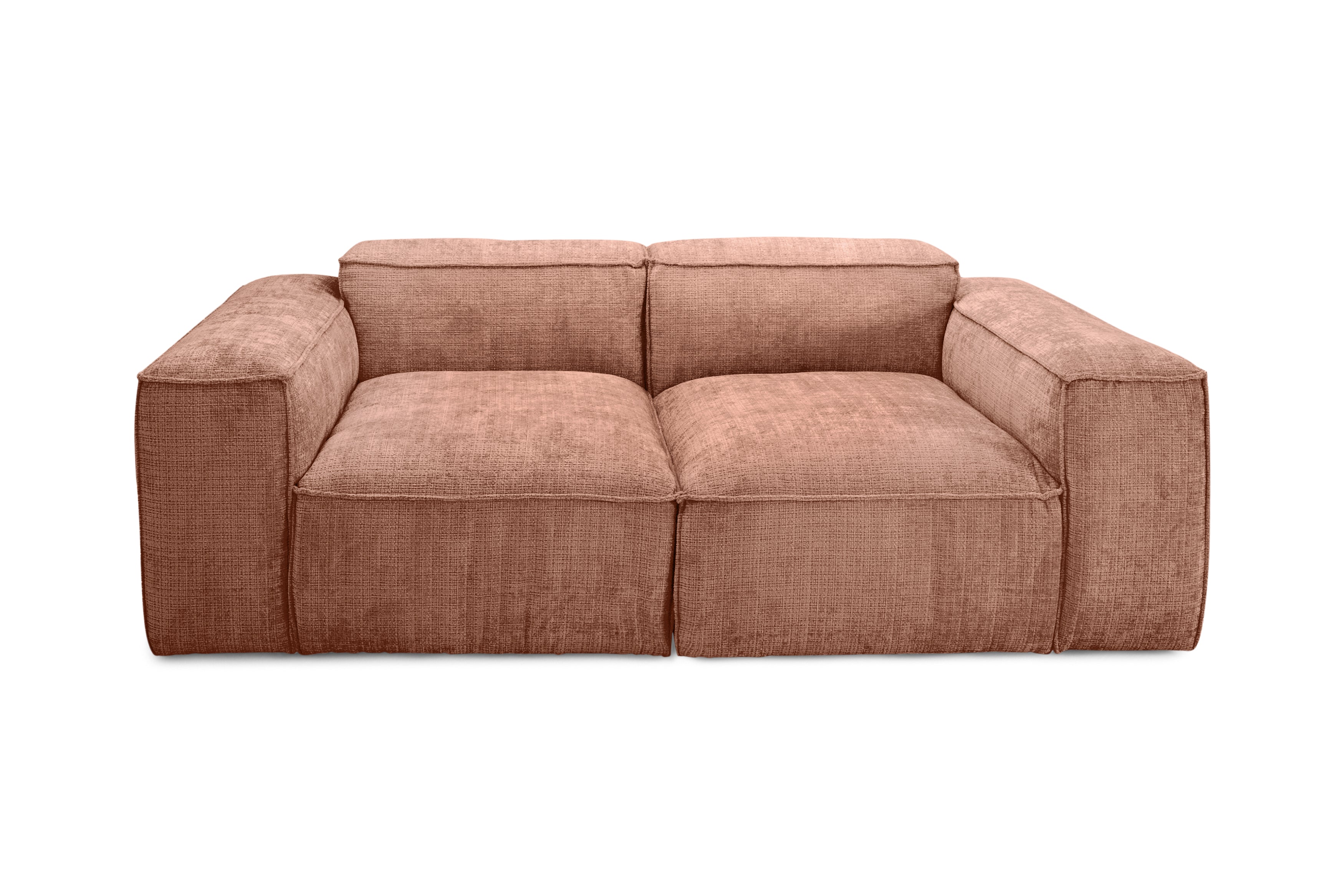 Canapé droit Lacepede en tissu chenille terracotta Paname Avenue, vue de face sur fond blanc
