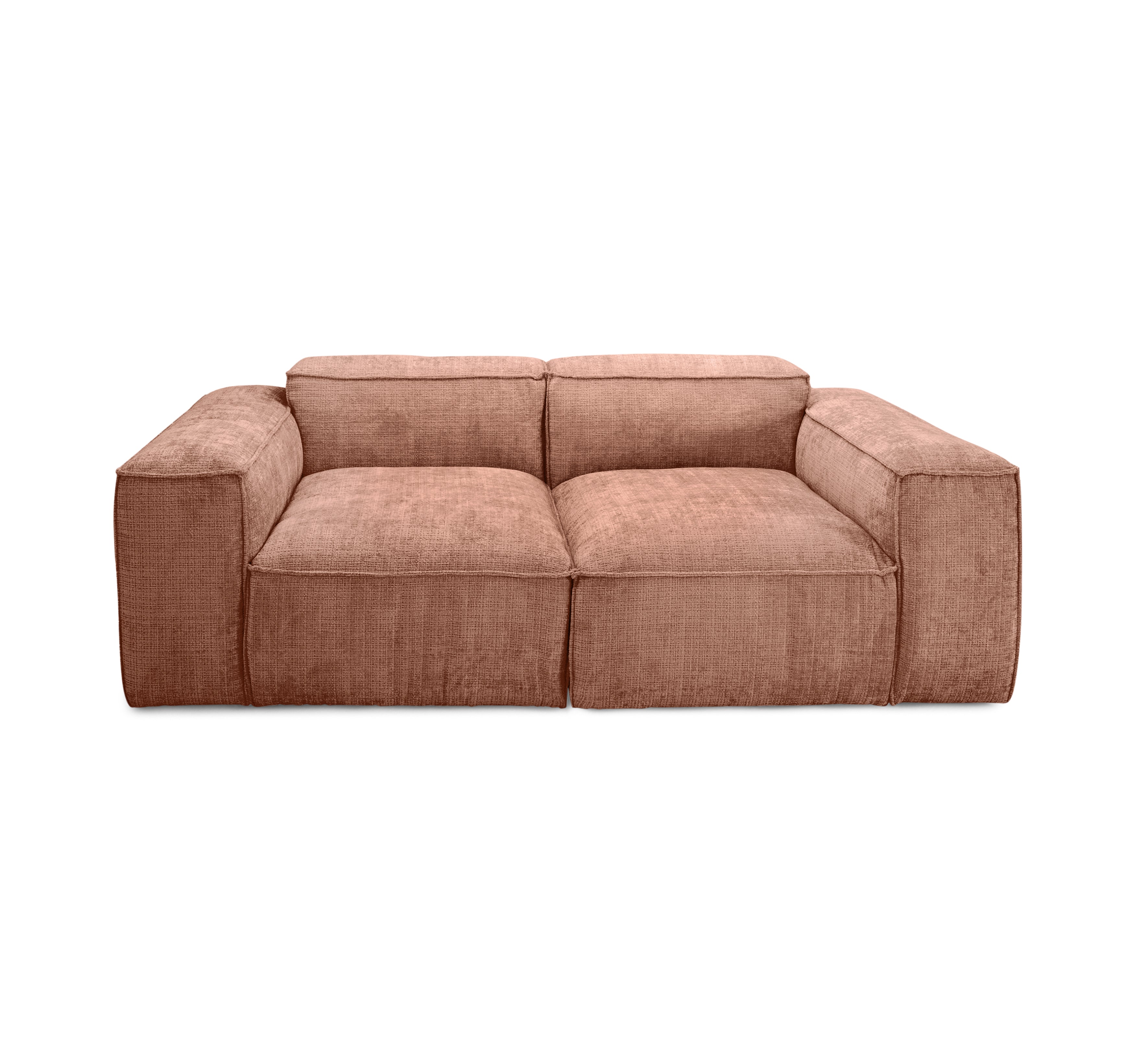 Canapé droit Lacepede en tissu chenille terracotta Paname Avenue, vue de face sur fond blanc