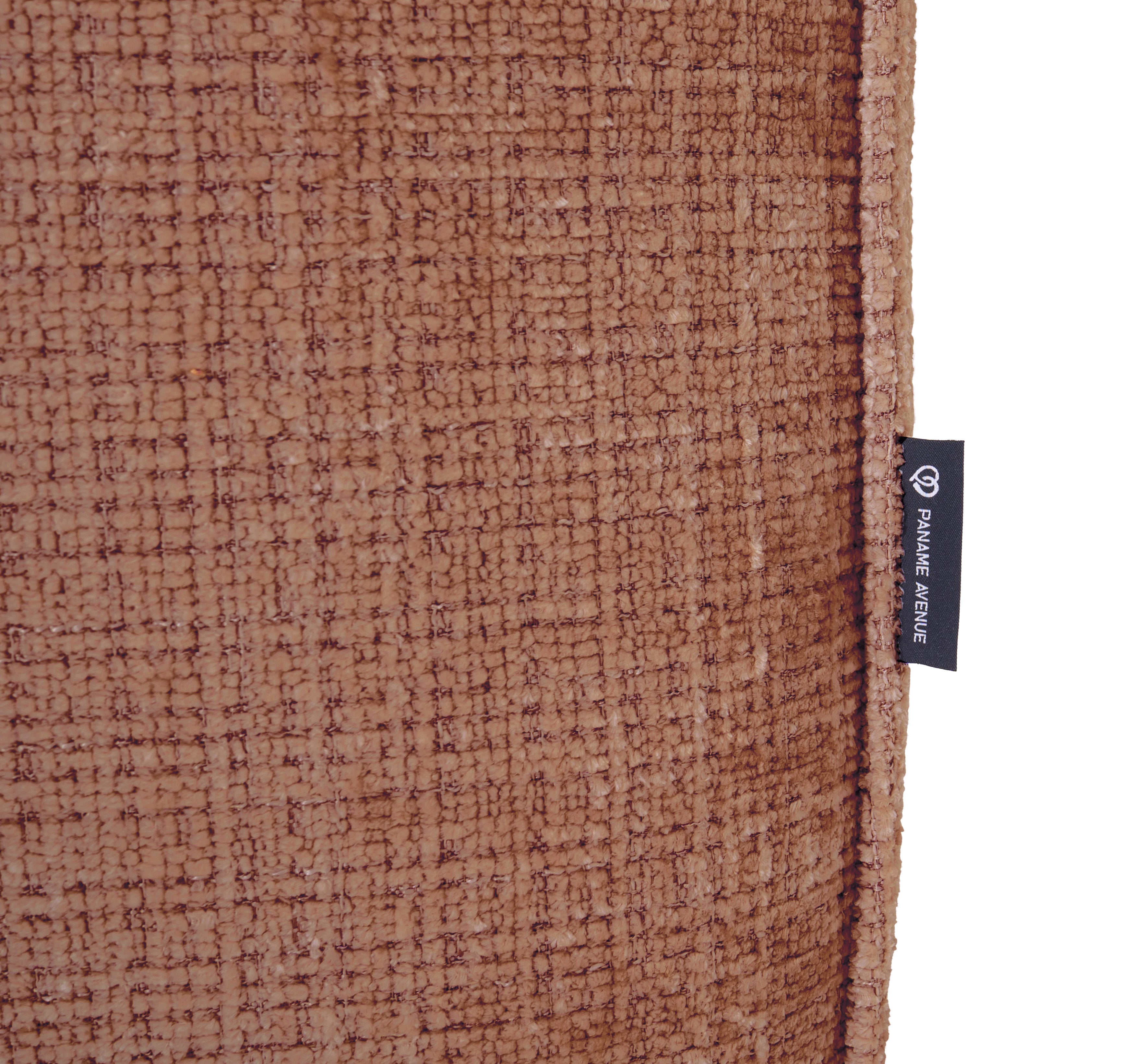 Canapé droit Lacepede en tissu chenille terracotta Paname Avenue, détail du label de la marque