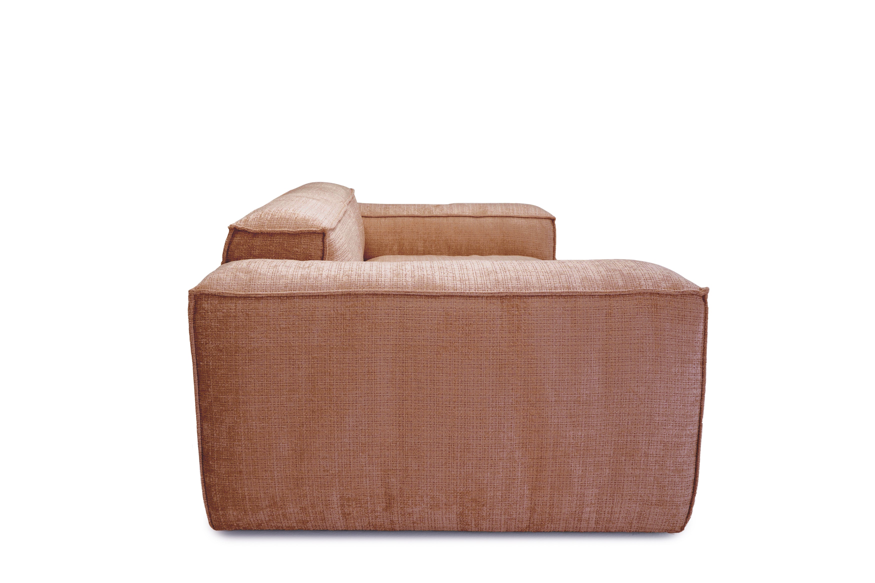 Canapé droit Lacepede en tissu chenille terracotta Paname Avenue, vue de profil sur fond blanc