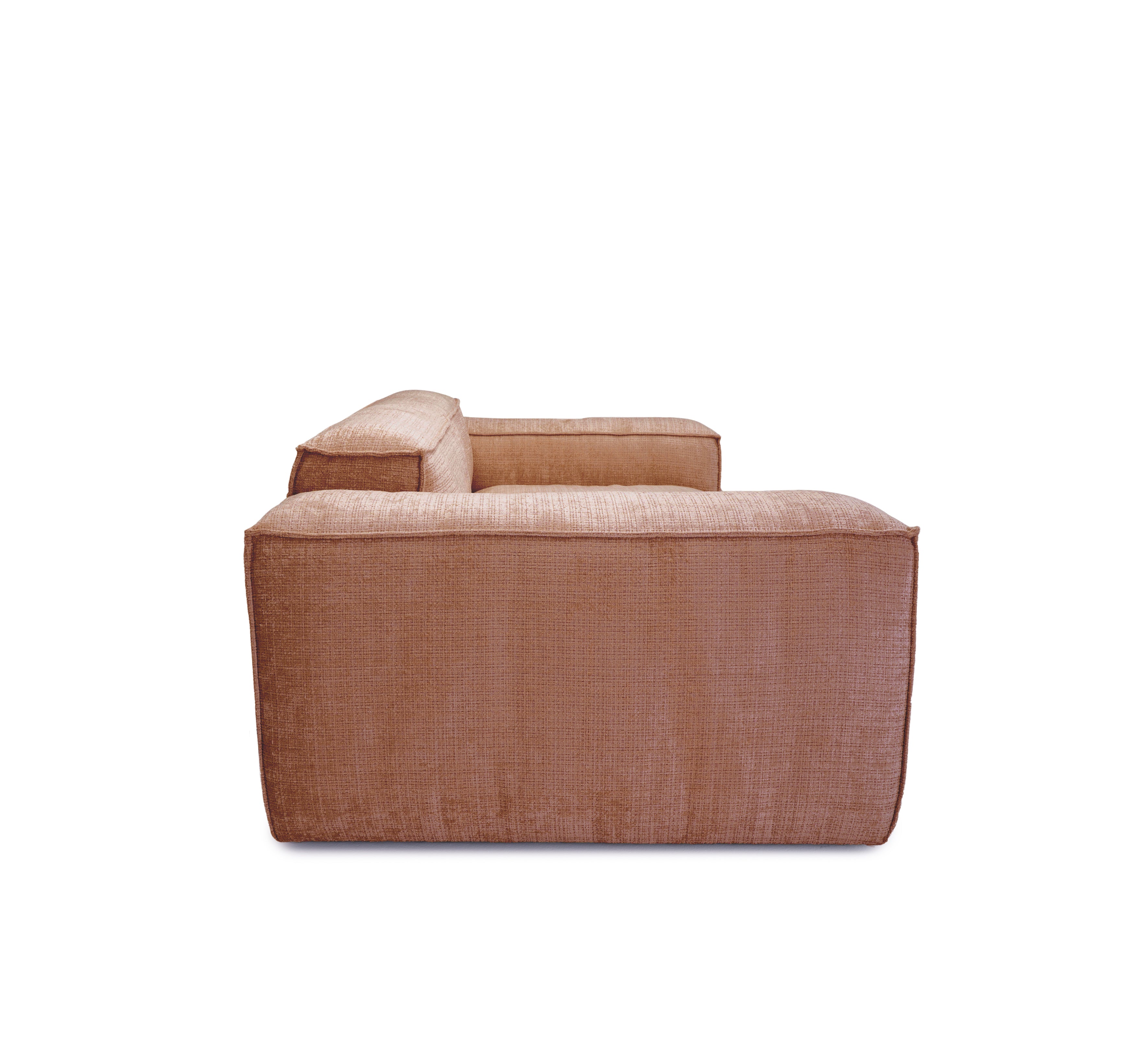 Canapé droit Lacepede en tissu chenille terracotta Paname Avenue, vue de profil sur fond blanc