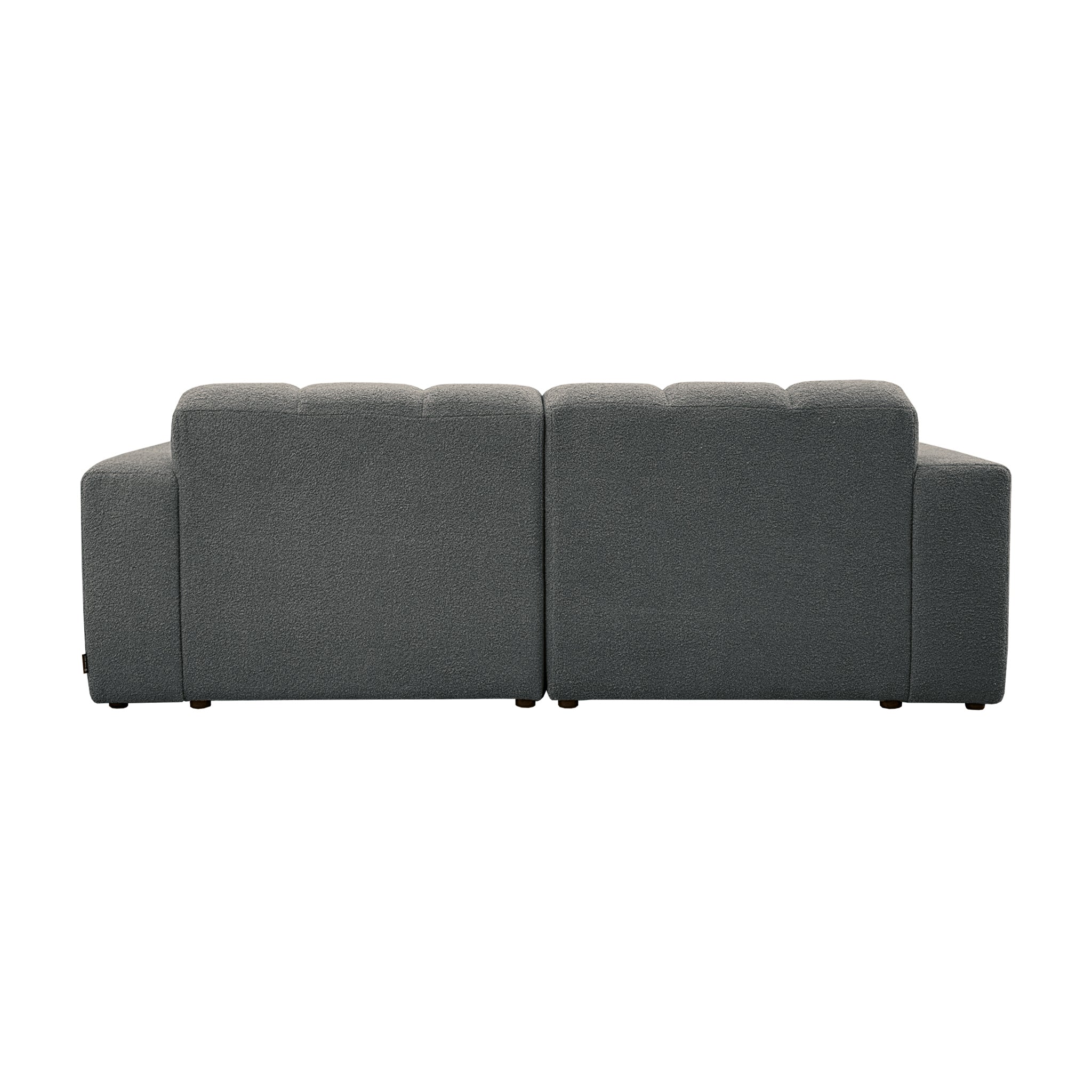 Canapé droit Mazarine en tissu bouclette anthracite Paname Avenue, vue arrière sur fond blanc