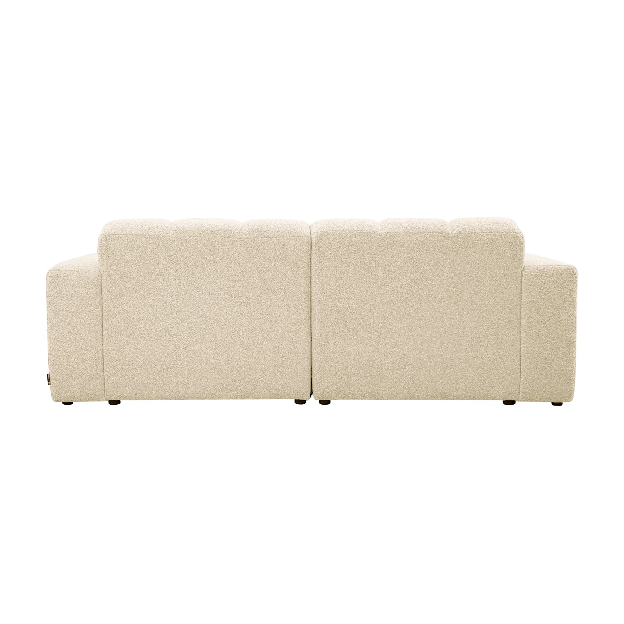Canapé droit Mazarine en tissu bouclette beige Paname Avenue, vue arrière sur fond blanc