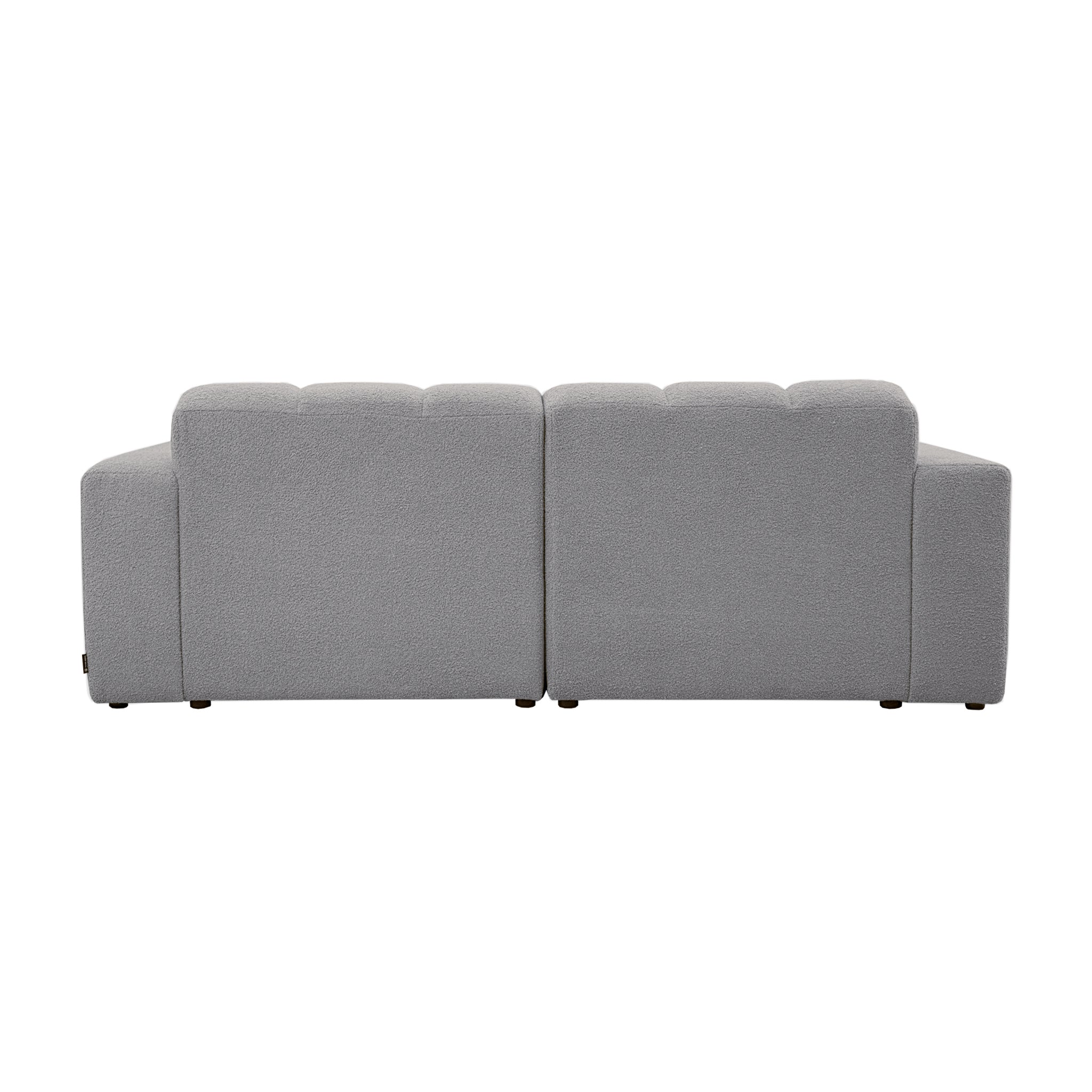 Canapé droit Mazarine en tissu bouclette gris clair Paname Avenue, vue arrière sur fond blanc