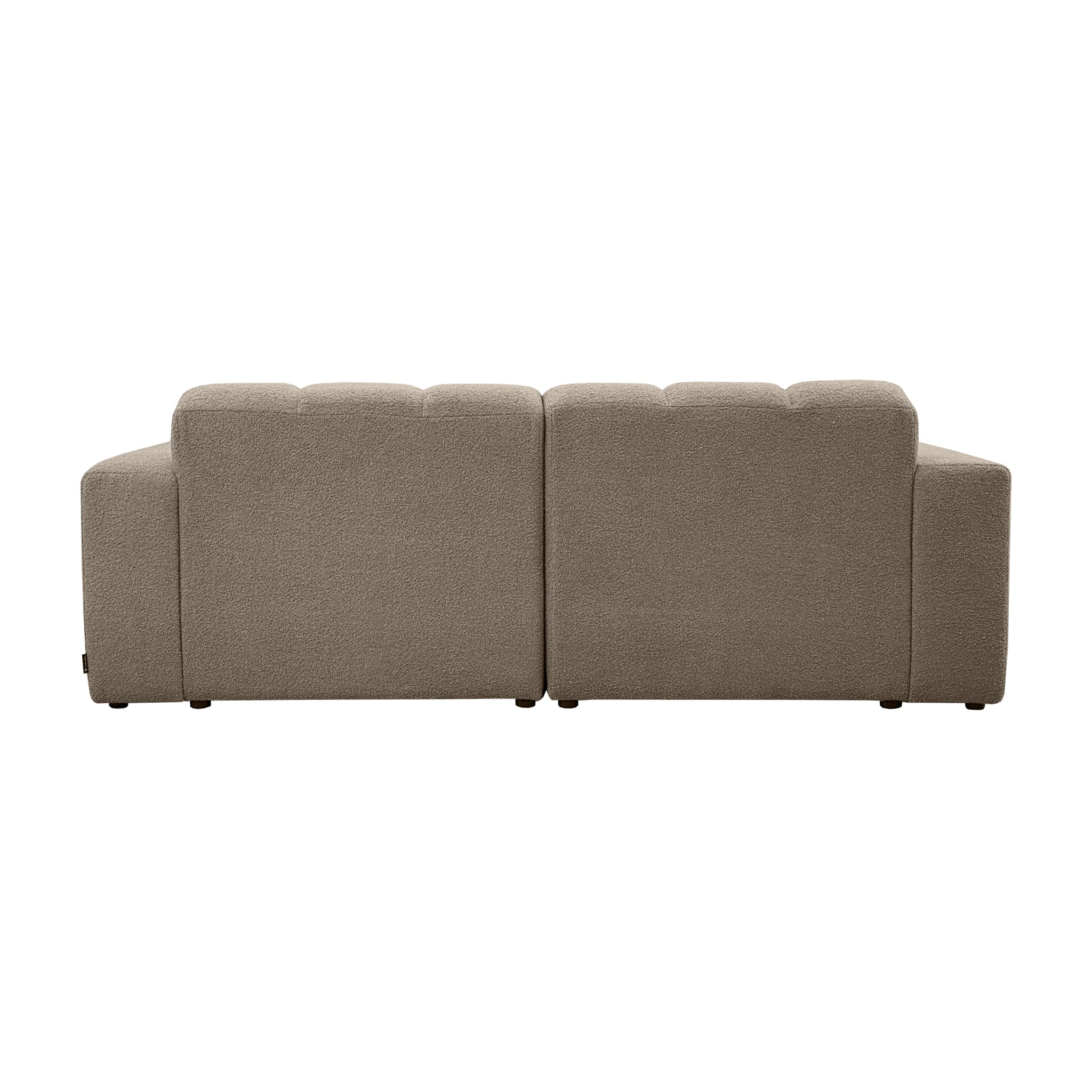 Canapé droit Mazarine en tissu bouclette taupe Paname Avenue, vue arrière sur fond blanc