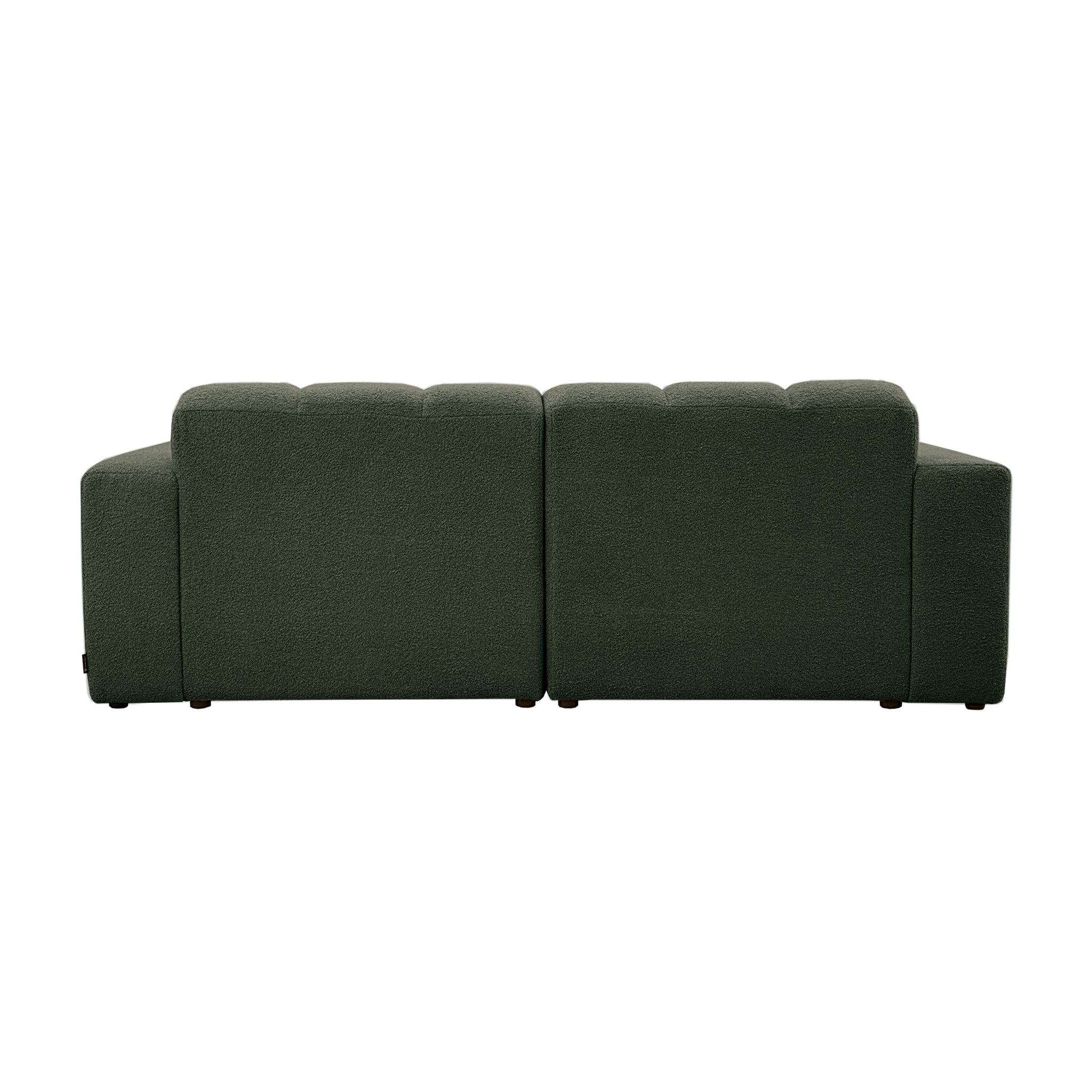 Canapé droit Mazarine en tissu bouclette vert Paname Avenue, vue arrière sur fond blanc