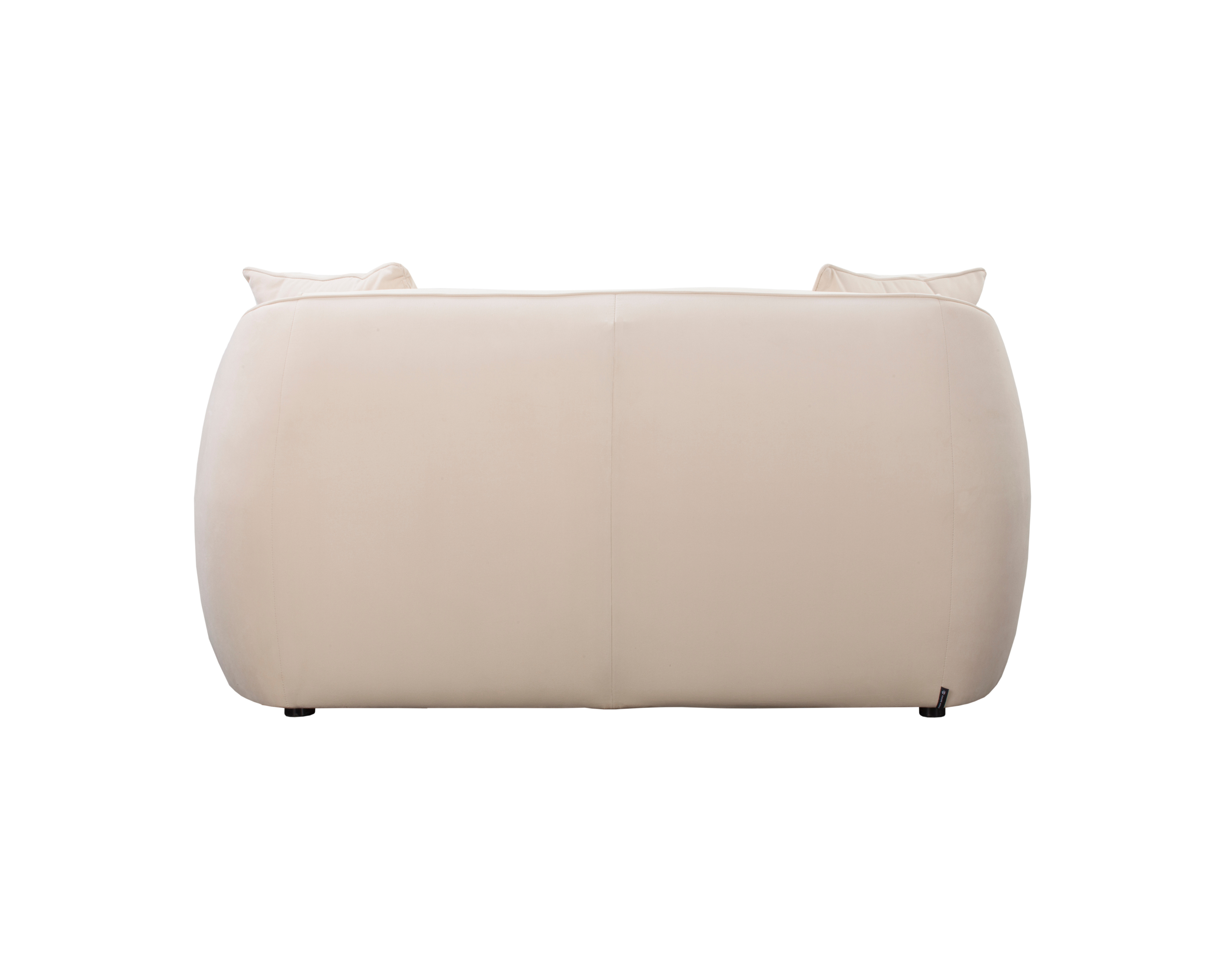 Canapé droit Meslay en tissu velours lisse beige Paname Avenue, vue arrière sur fond blanc