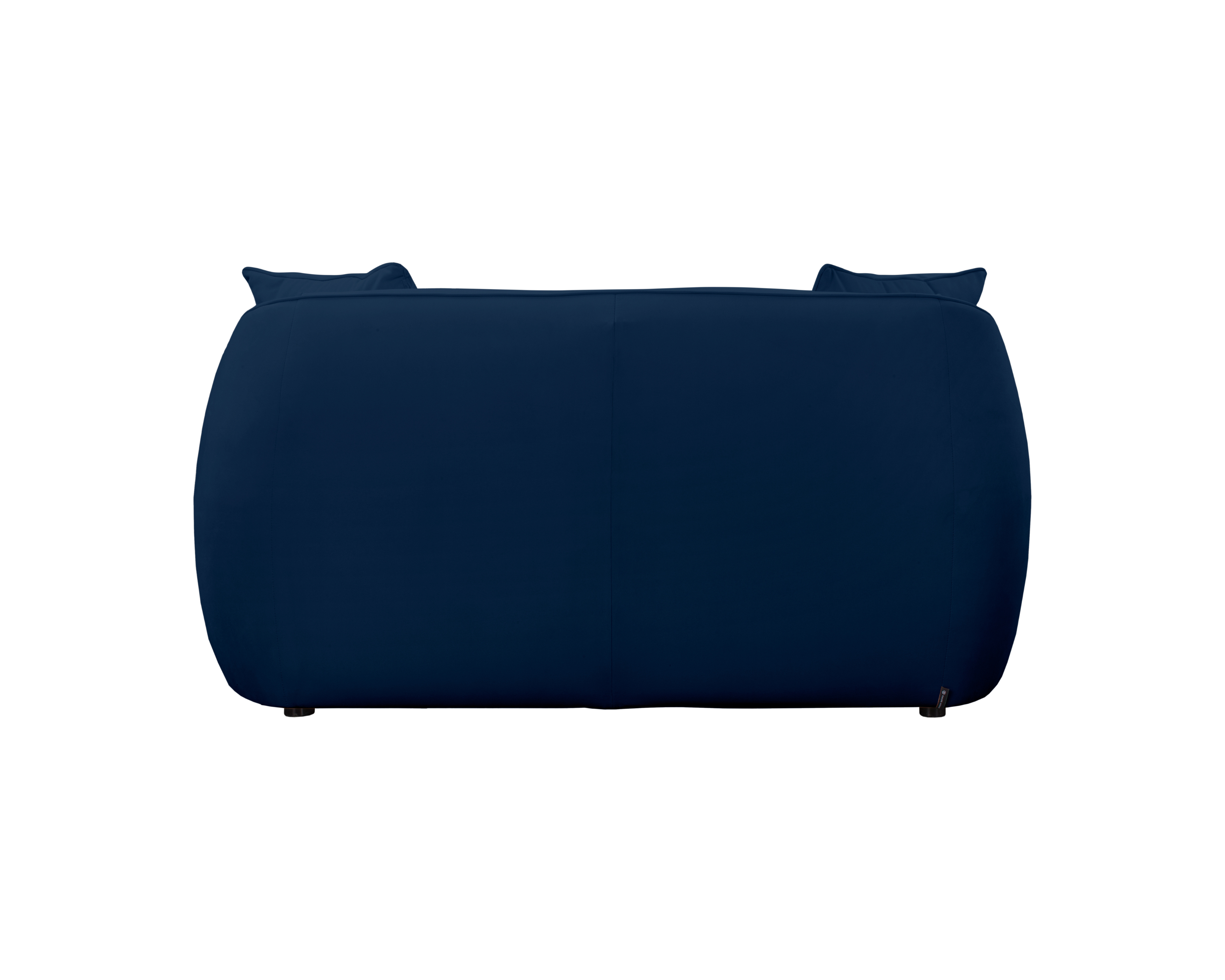 Canapé droit Meslay en tissu velours lisse bleu Paname Avenue, vue arrière sur fond blanc