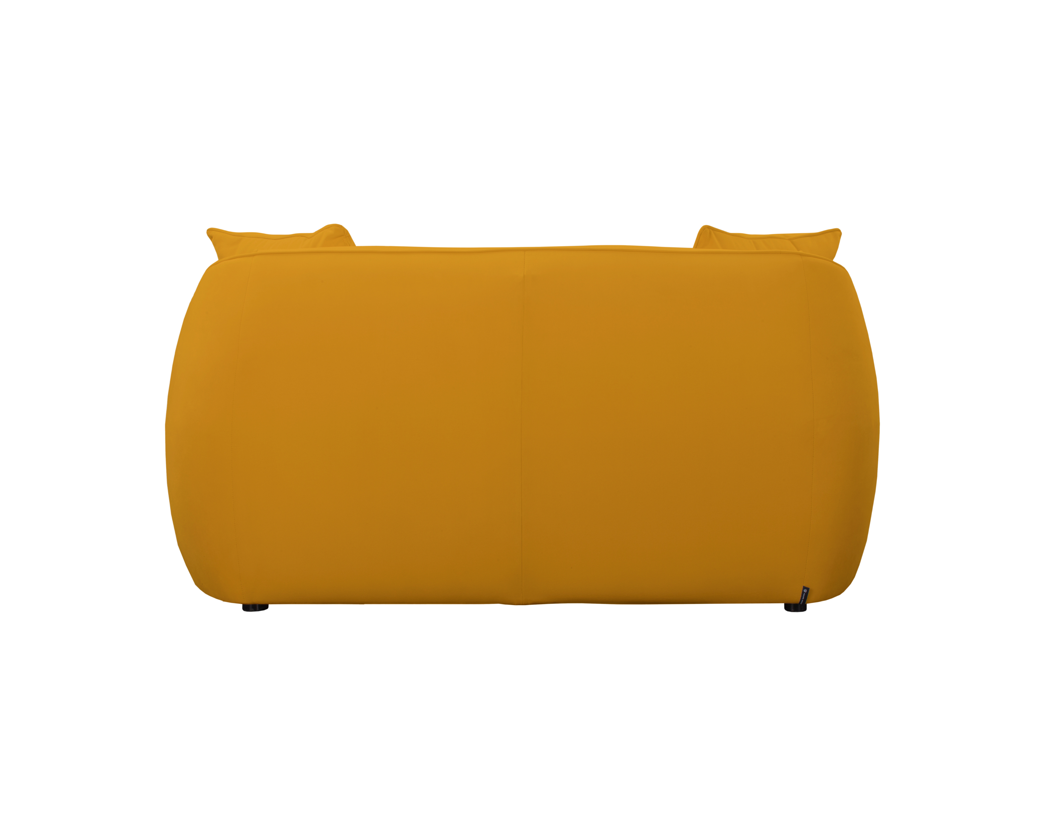 Canapé droit Meslay en tissu velours lisse jaune Paname Avenue, vue arrière sur fond blanc