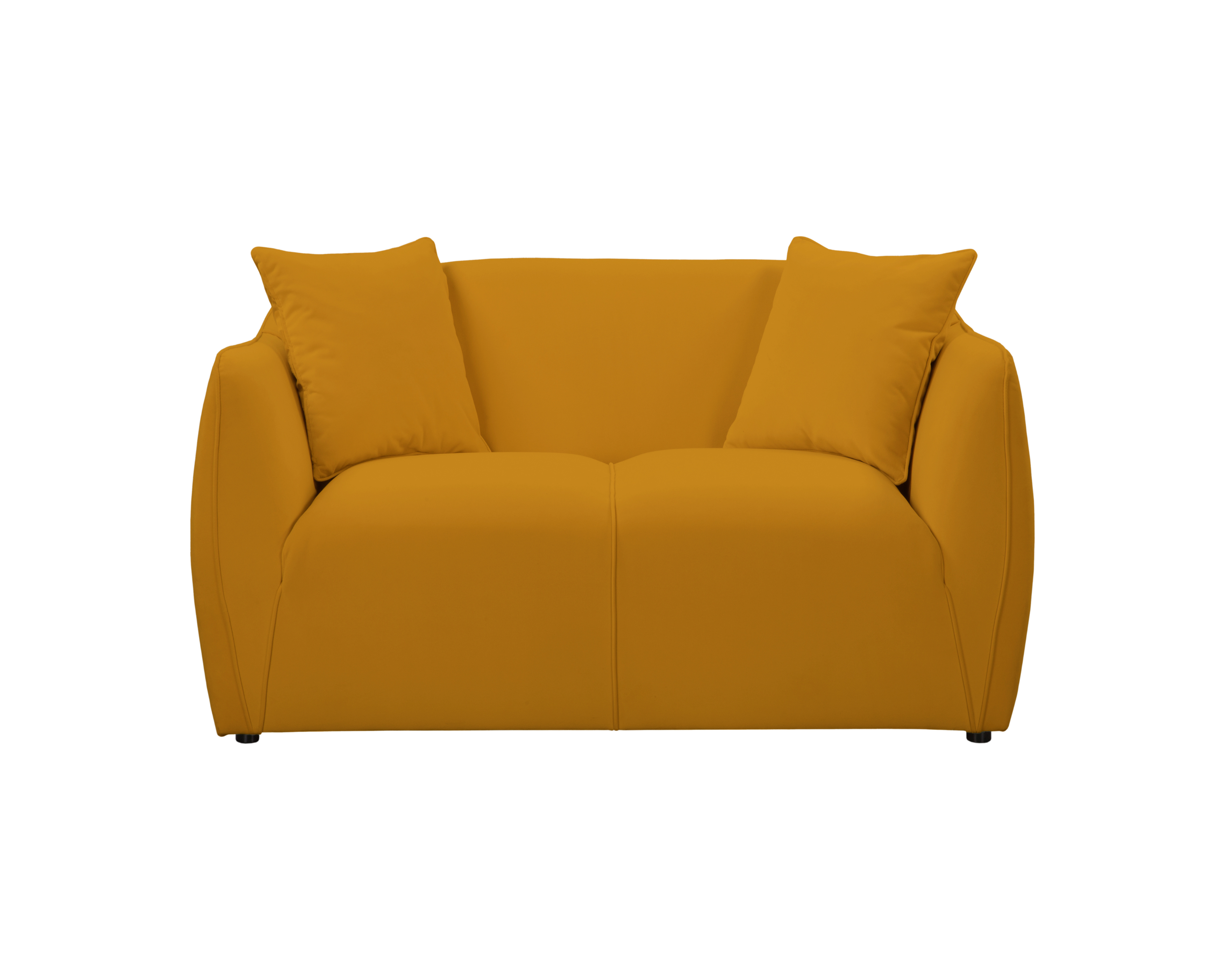 Canapé droit Meslay en tissu velours lisse jaune Paname Avenue, vue de face sur fond blanc