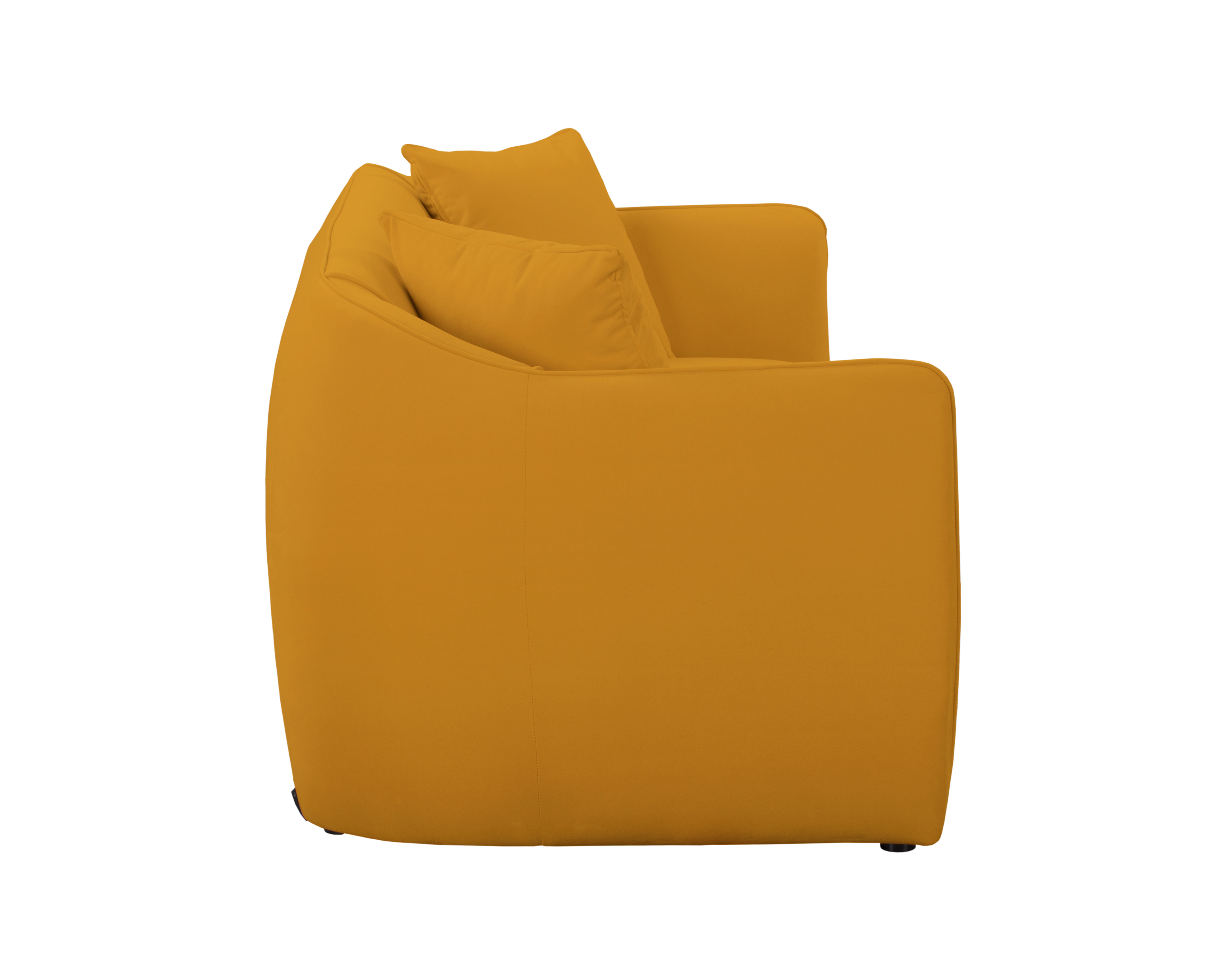 Canapé droit Meslay en tissu velours lisse jaune Paname Avenue, vue de profil sur fond blanc