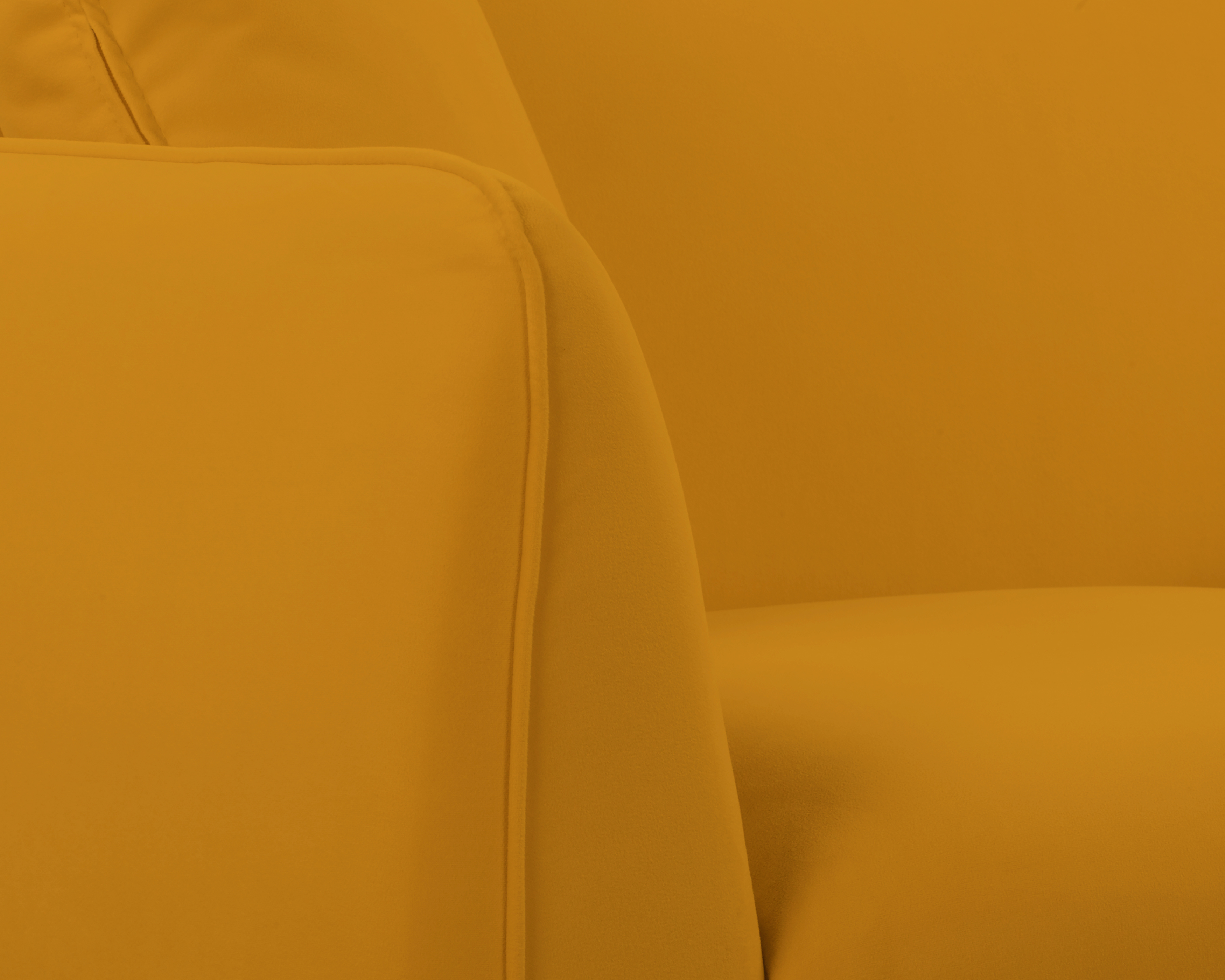 Canapé droit Meslay en tissu velours lisse jaune Paname Avenue, zoom sur l’accoudoir