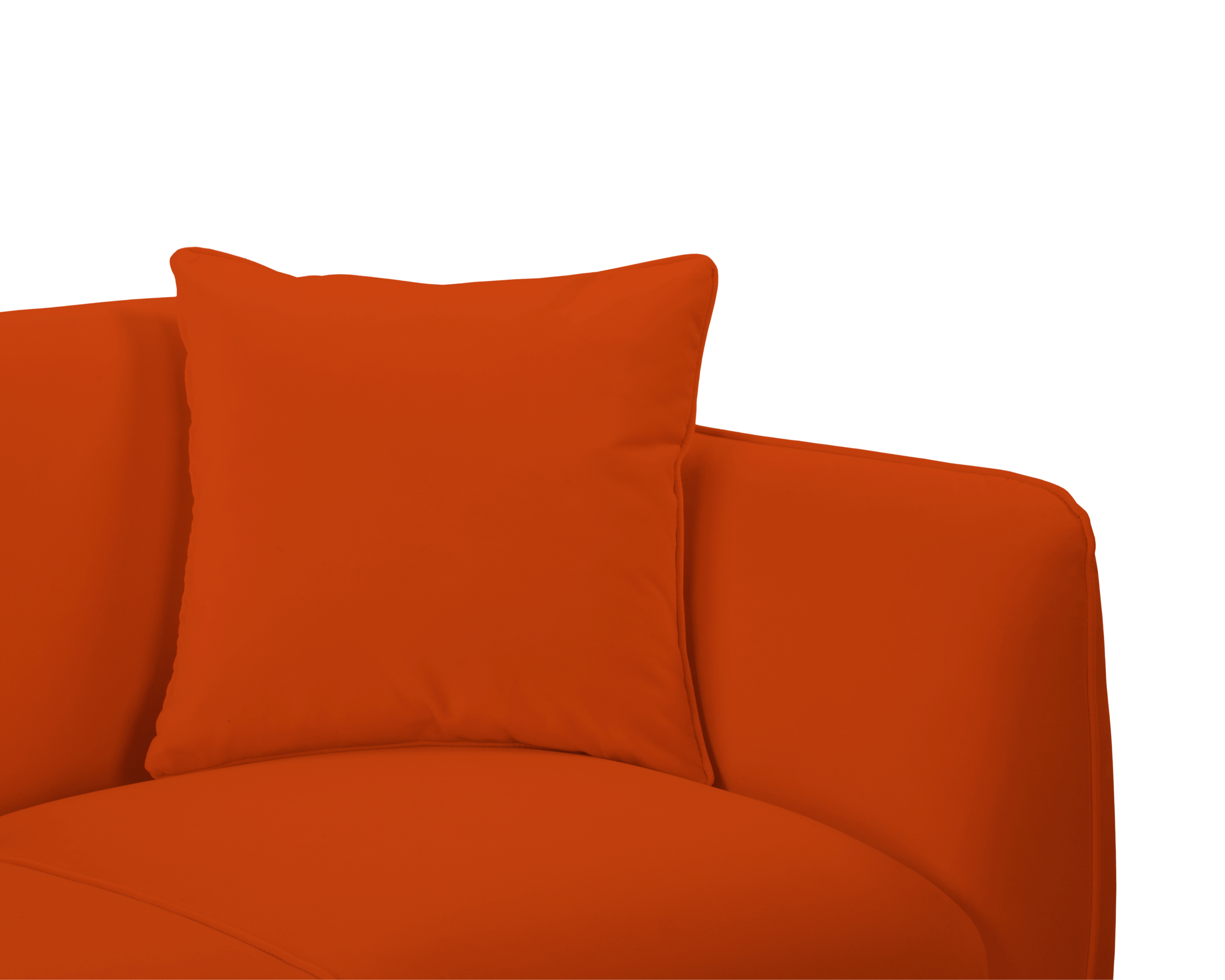 Canapé droit Meslay en tissu velours lisse terracotta Paname Avenue, zoom sur les coussins