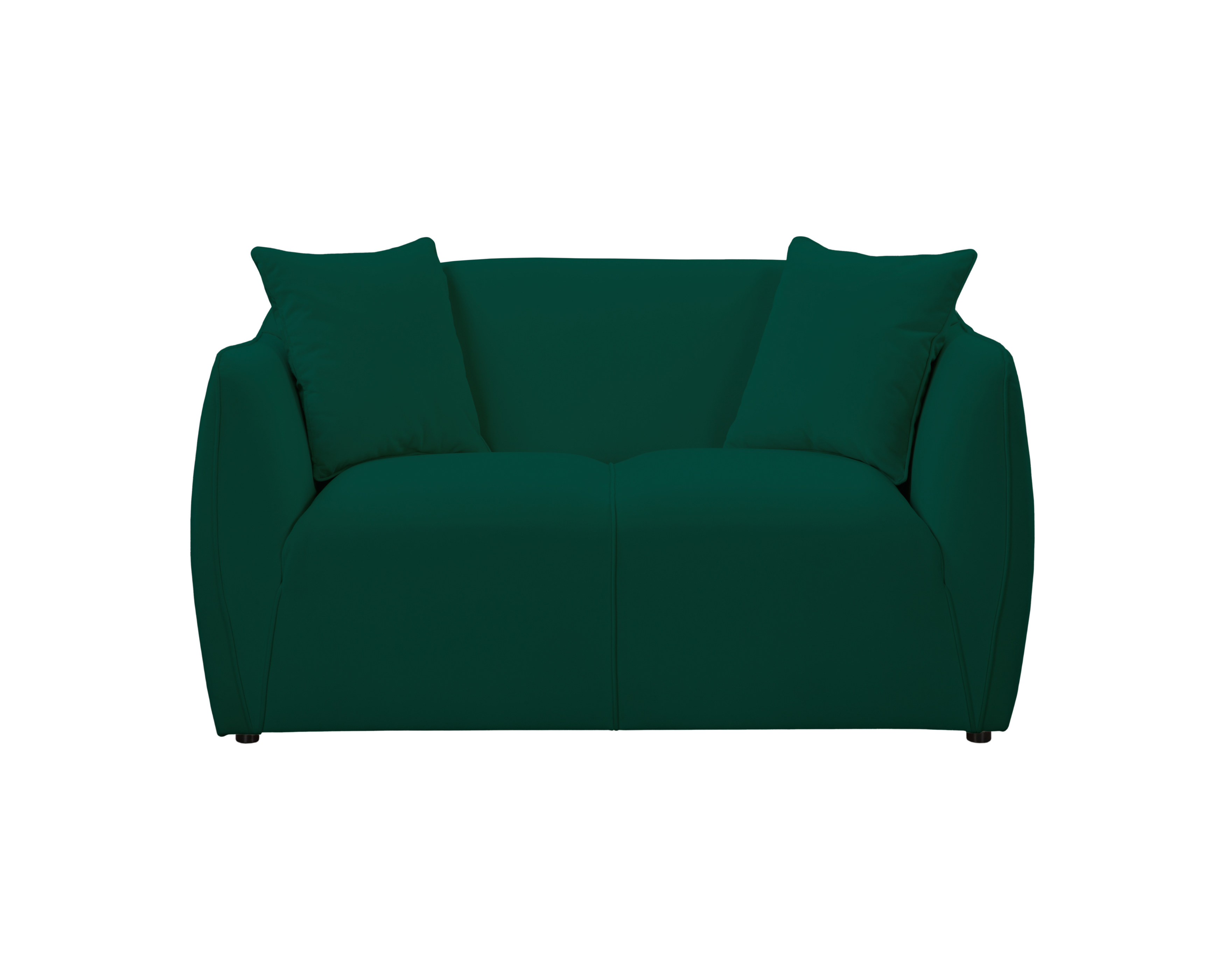 Canapé droit Meslay en tissu velours lisse vert Paname Avenue, vue de face sur fond blanc