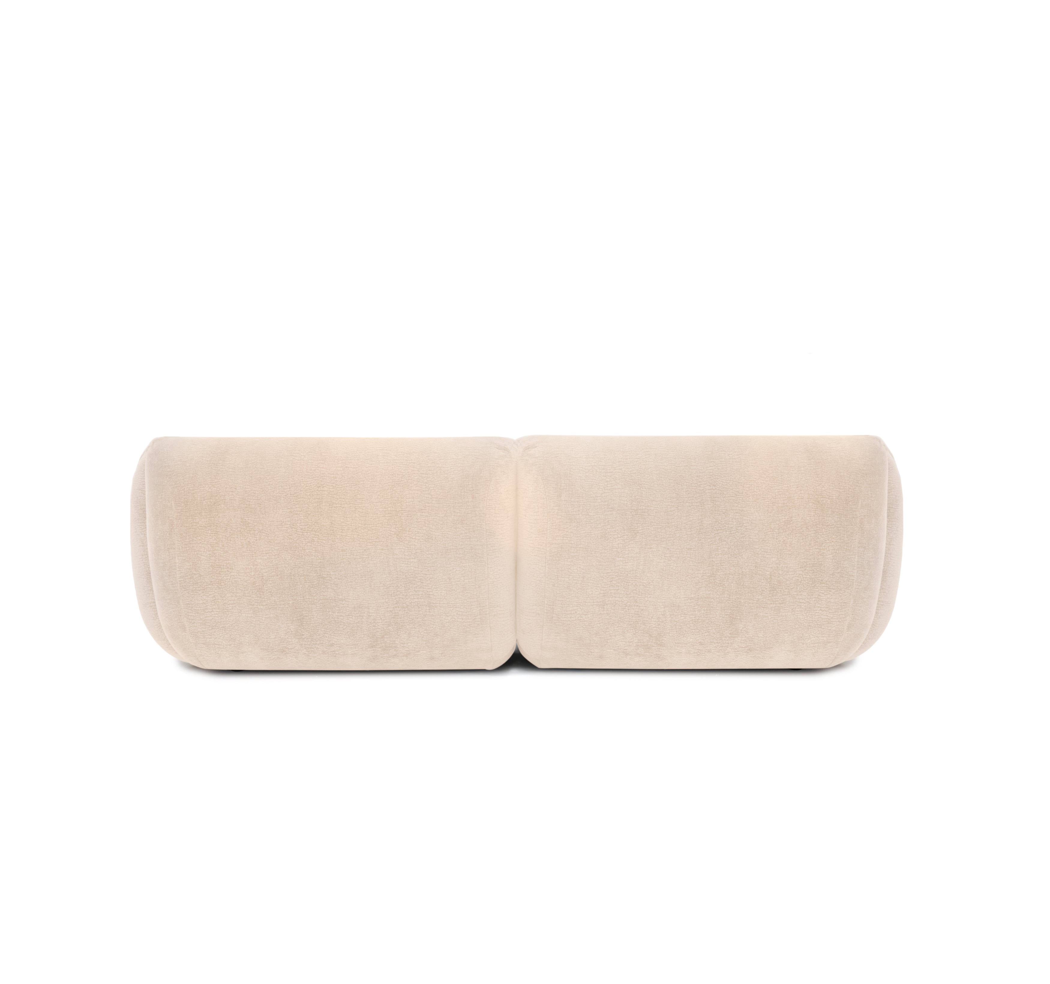 Canapé droit Portefoin en tissu chenille beige Paname Avenue, vue arrière sur fond blanc