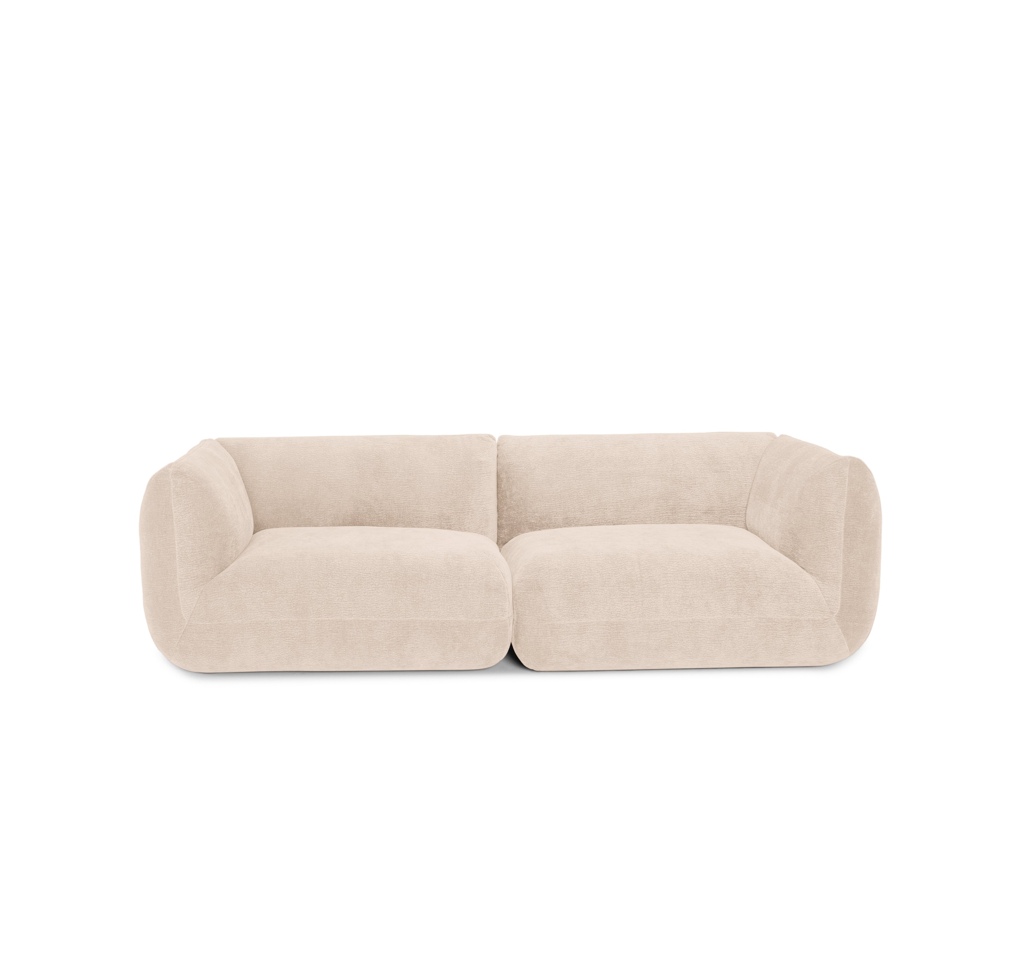 Canapé droit Portefoin en tissu chenille beige Paname Avenue, vue de face sur fond blanc