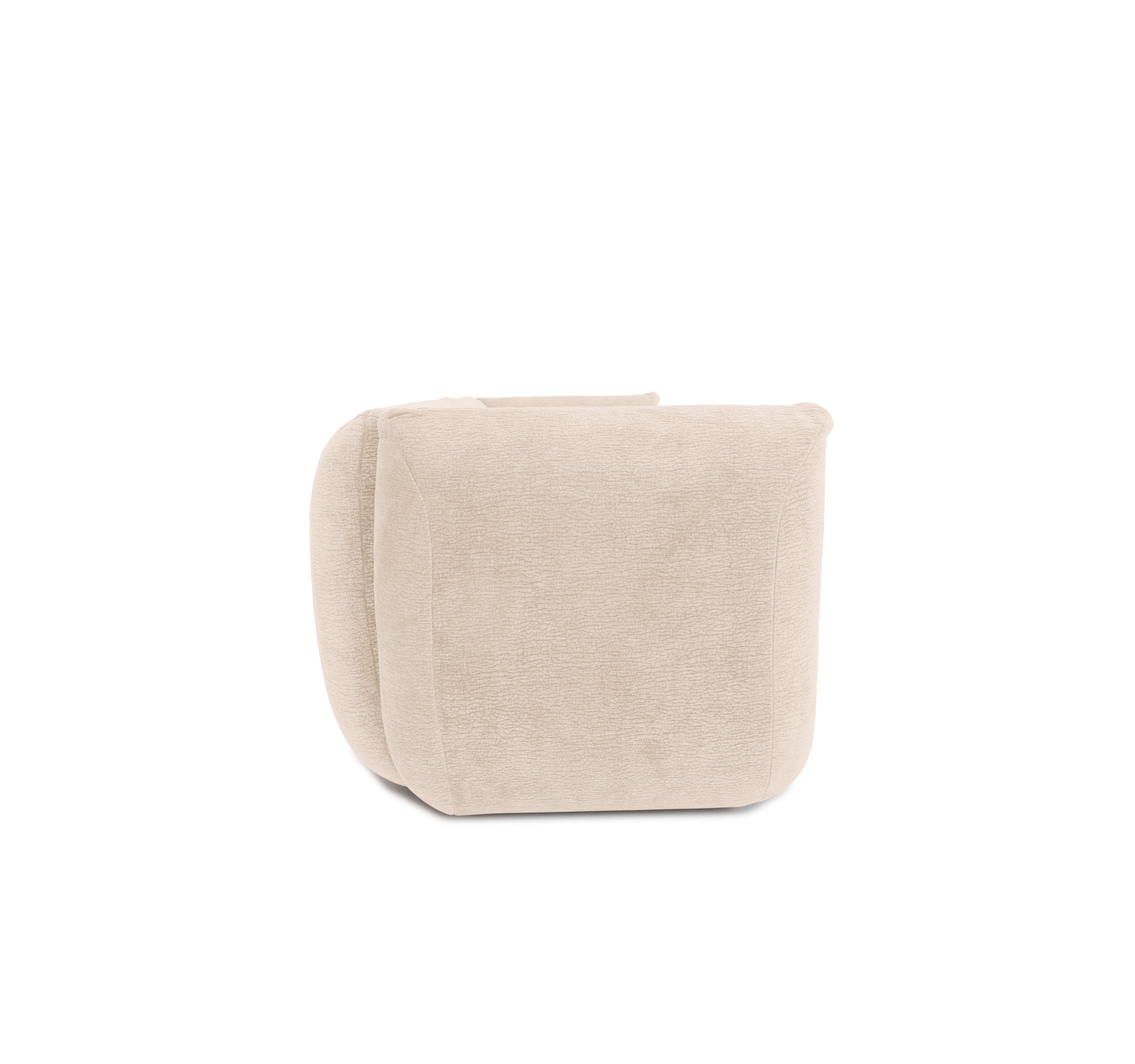 Canapé droit Portefoin en tissu chenille beige Paname Avenue, vue de profil sur fond blanc
