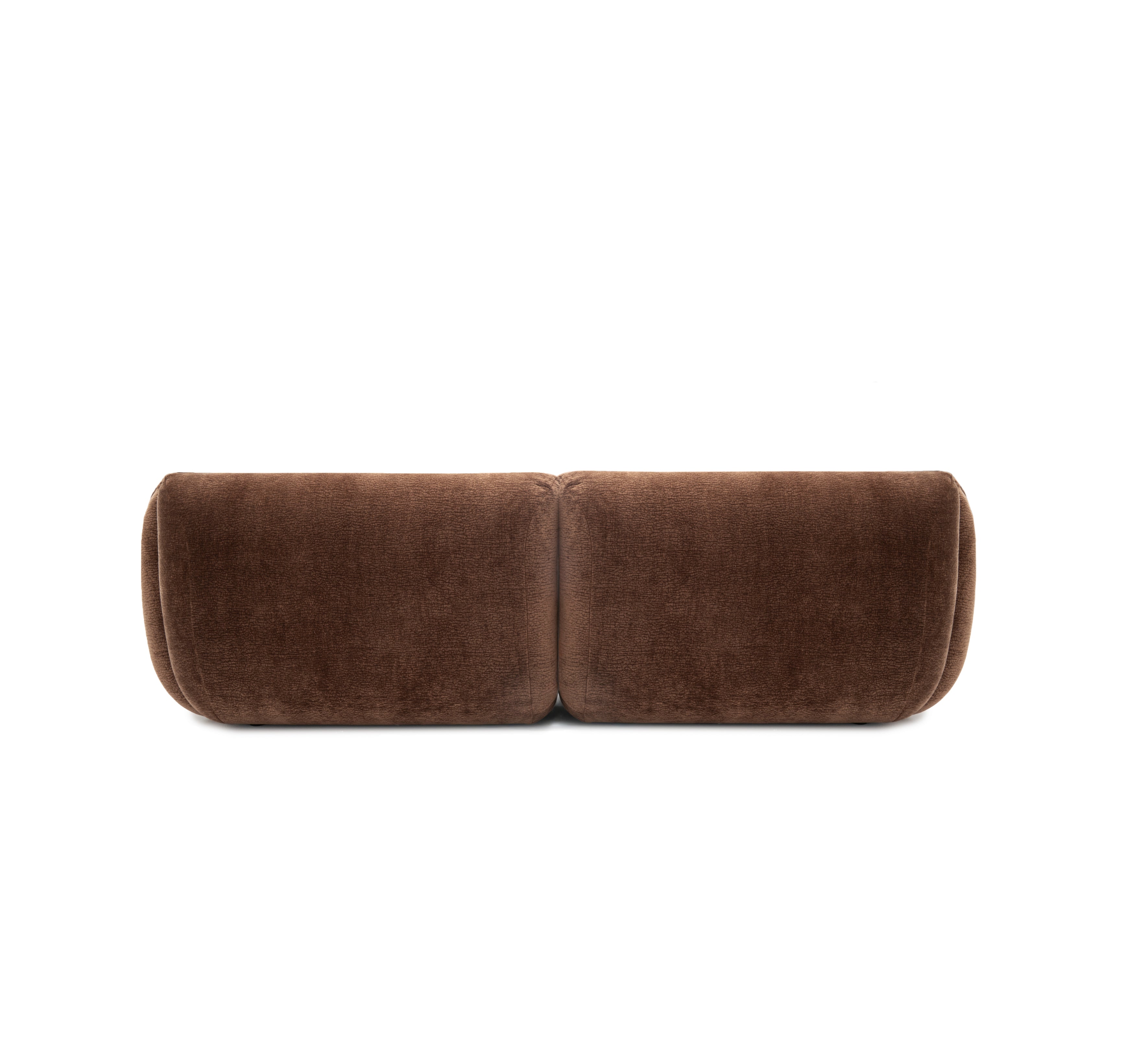 Canapé droit Portefoin en tissu chenille marron Paname Avenue, vue arrière sur fond blanc