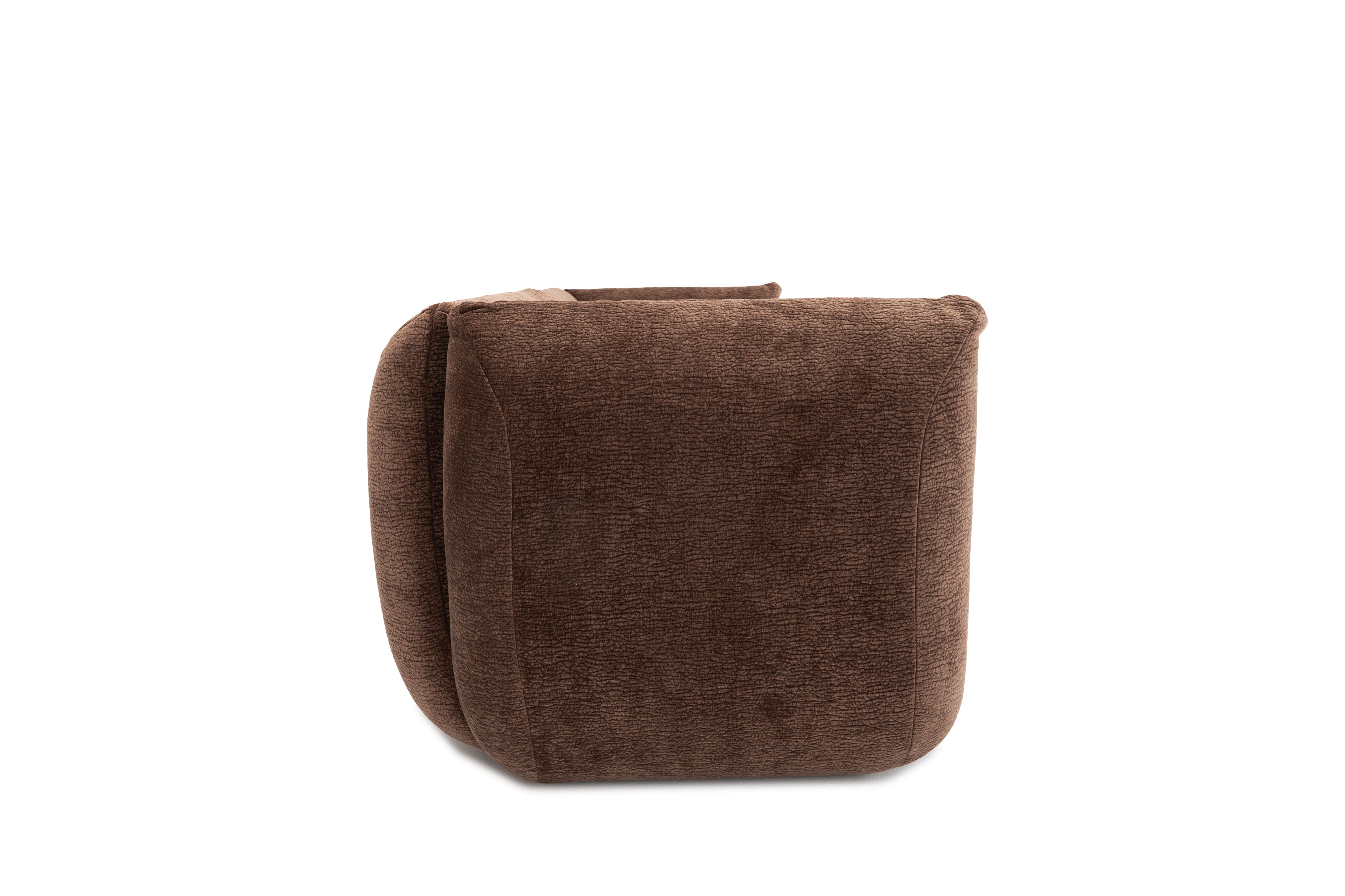 Canapé droit Portefoin en tissu chenille marron Paname Avenue, vue de profil sur fond blanc