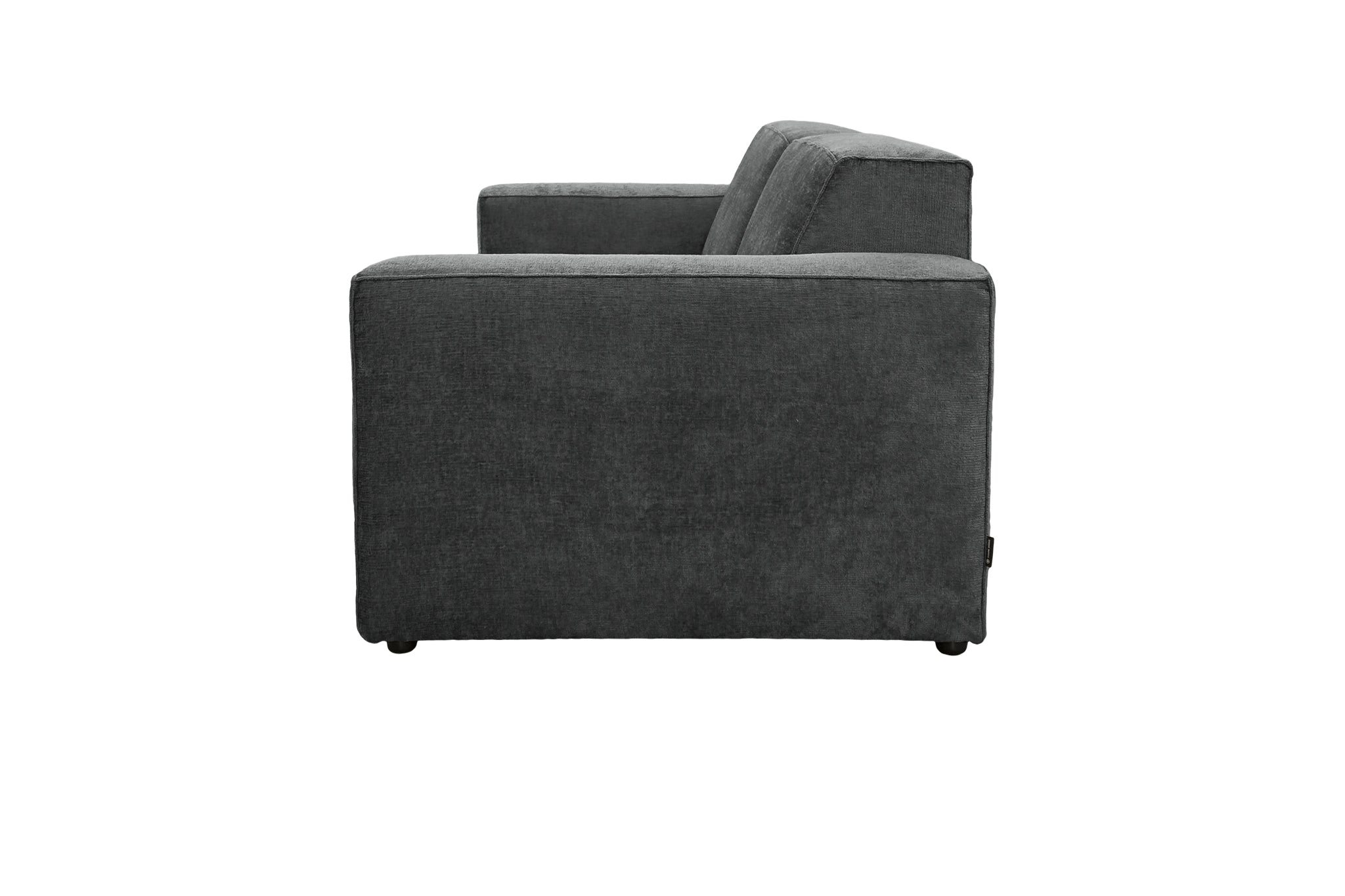 Canapé droit Pyramides en tissu chenille anthracite Paname Avenue, vue de profil sur fond blanc