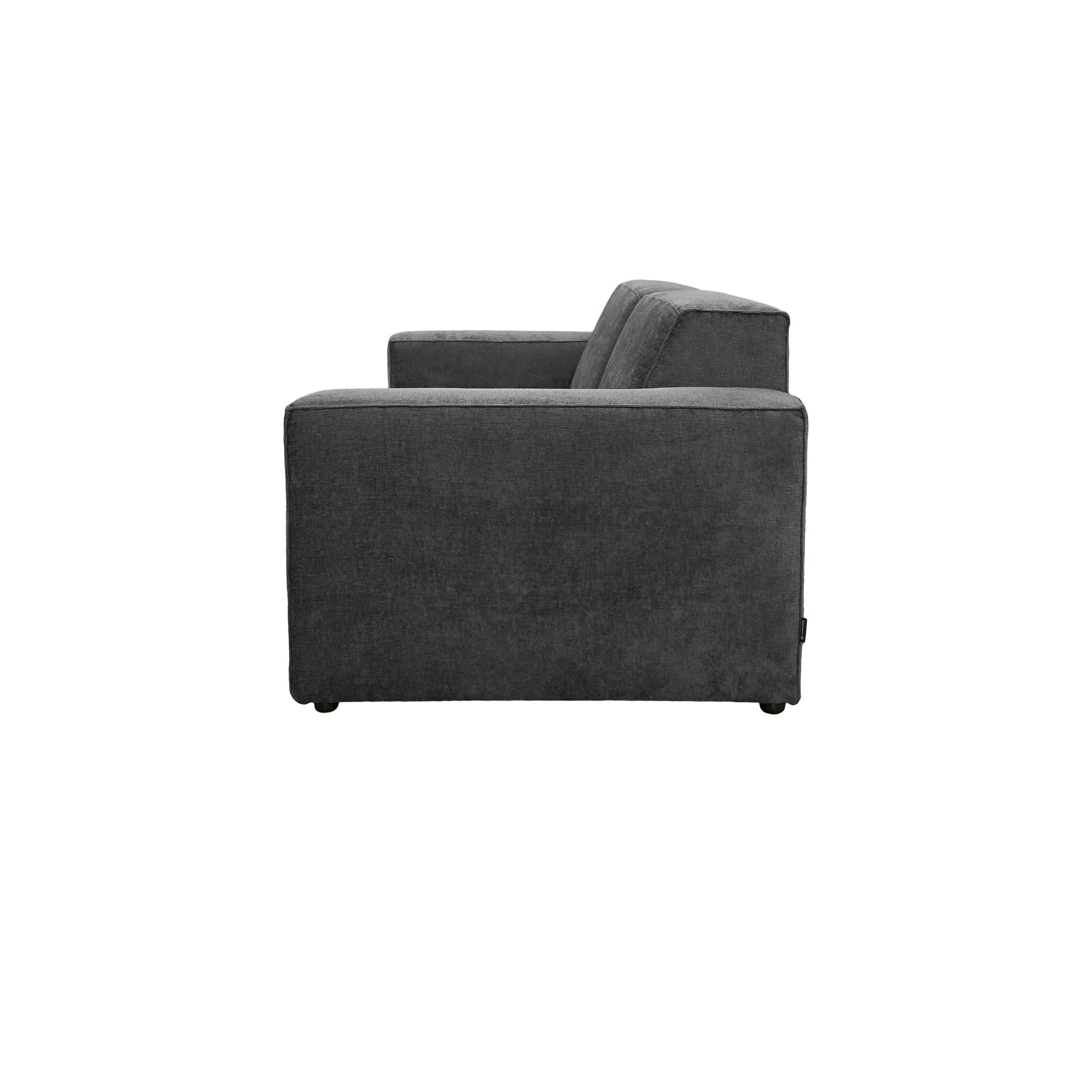 Canapé droit Pyramides en tissu chenille anthracite Paname Avenue, vue de profil sur fond blanc