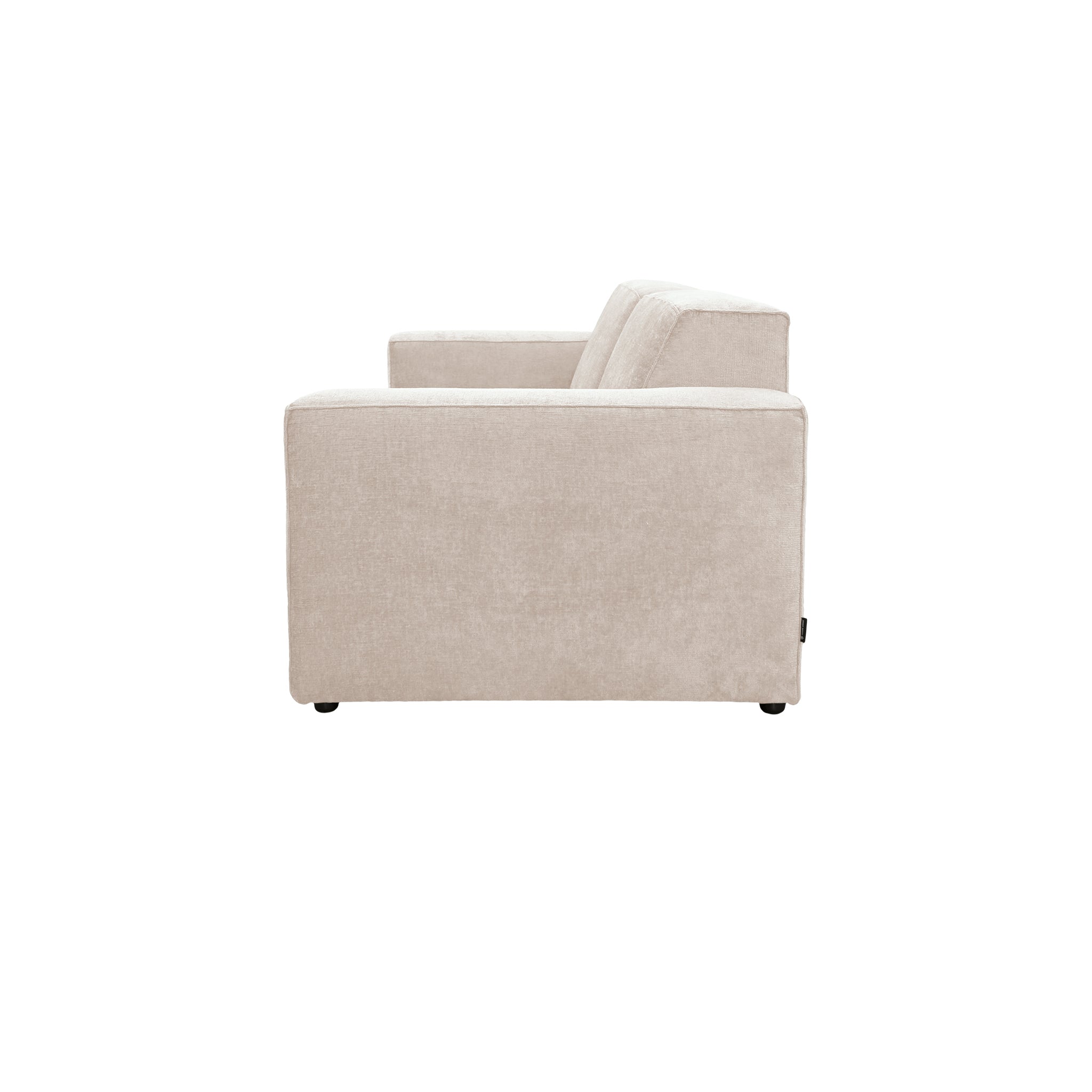 Canapé droit Pyramides en tissu chenille beige Paname Avenue, vue de profil sur fond blanc