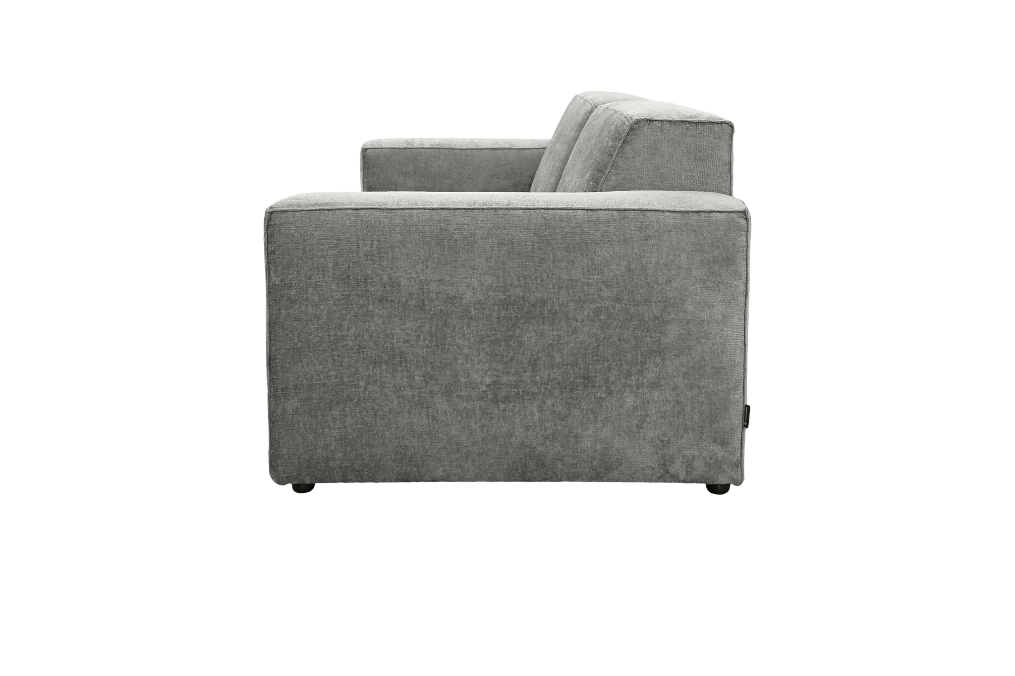 Canapé droit Pyramides en tissu chenille gris Paname Avenue, vue de profil sur fond blanc