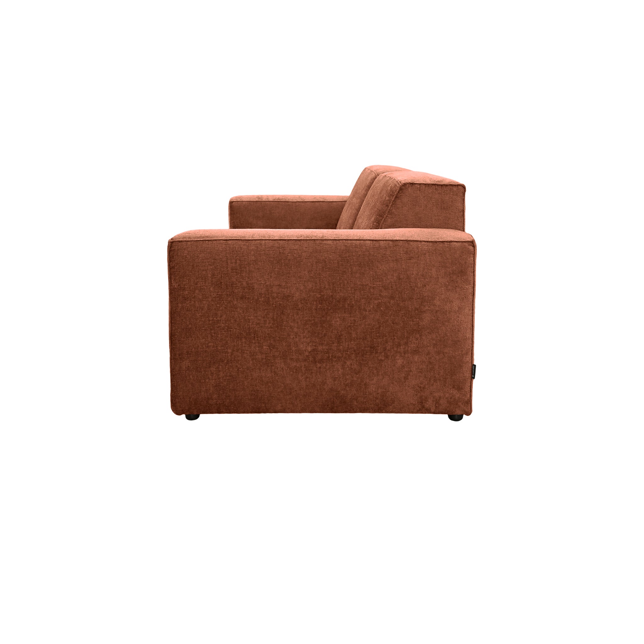 Canapé droit Pyramides en tissu chenille terracotta Paname Avenue, vue de profil sur fond blanc