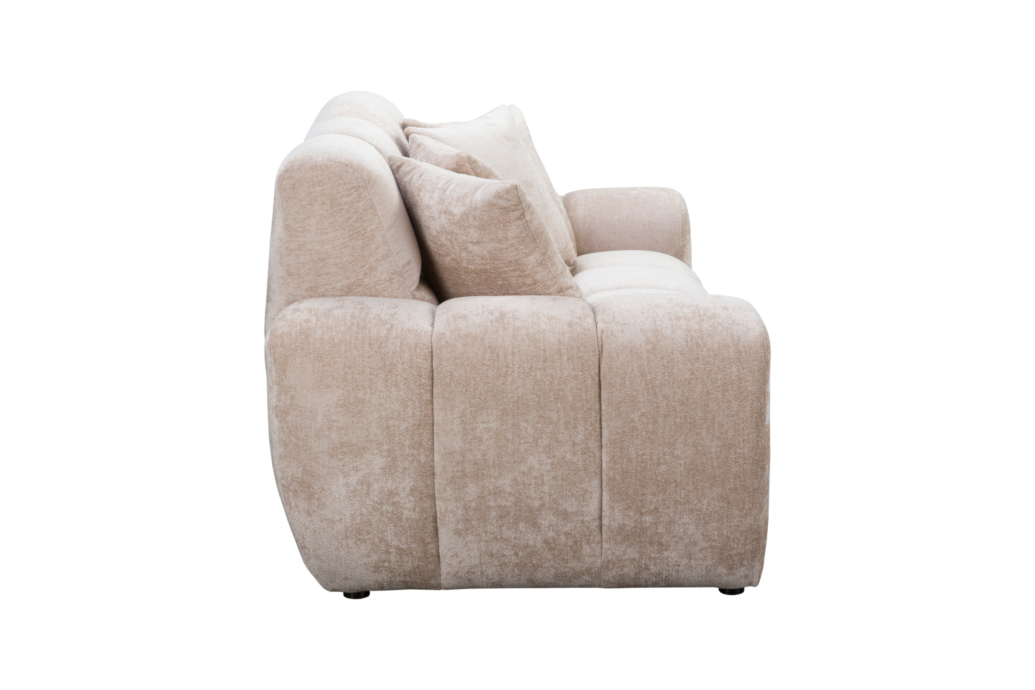 Canapé droit Saint-André-des-Arts en tissu chenille beige Paname Avenue, vue de profil sur fond blanc