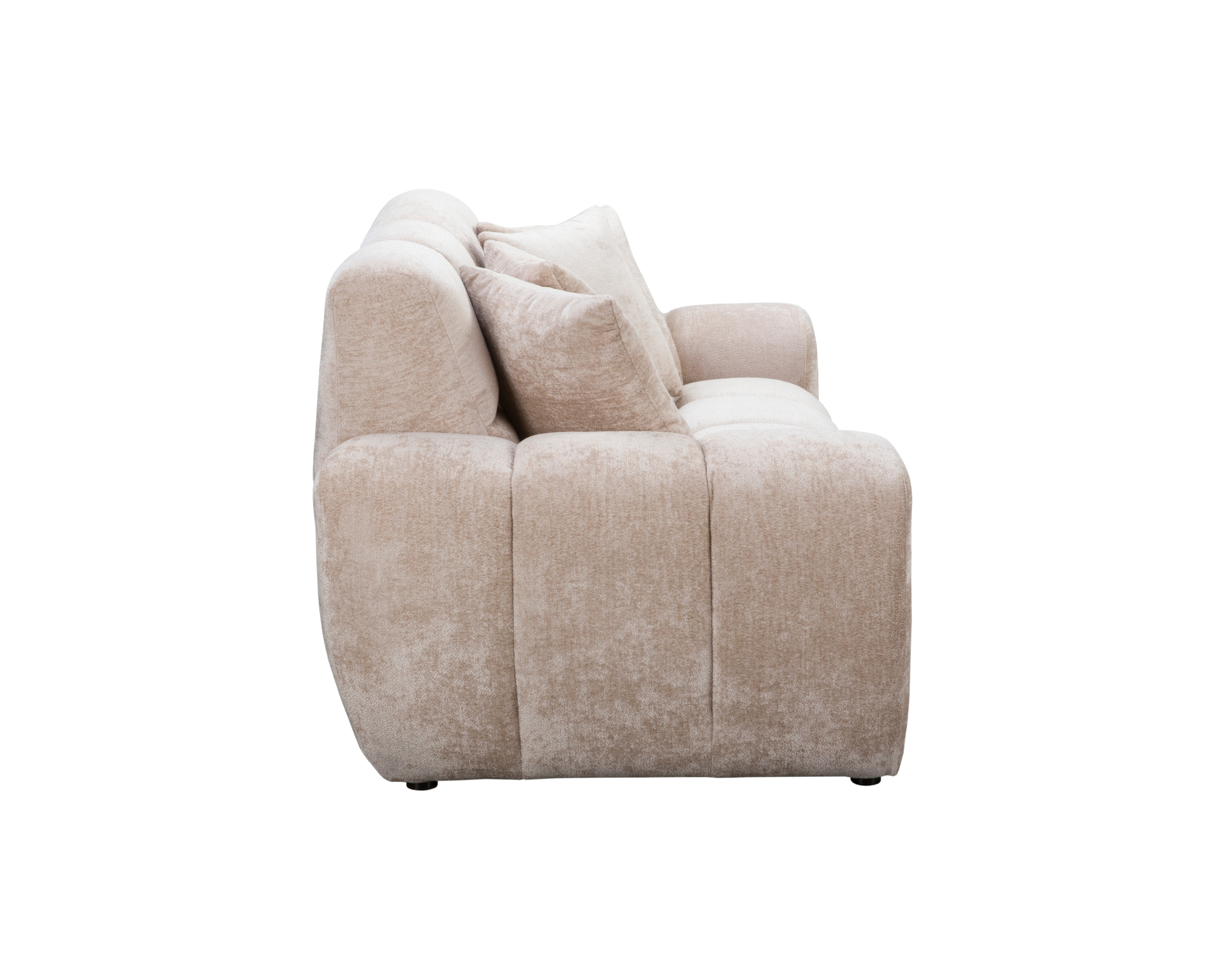 Canapé droit Saint-André-des-Arts en tissu chenille beige Paname Avenue, vue de profil sur fond blanc