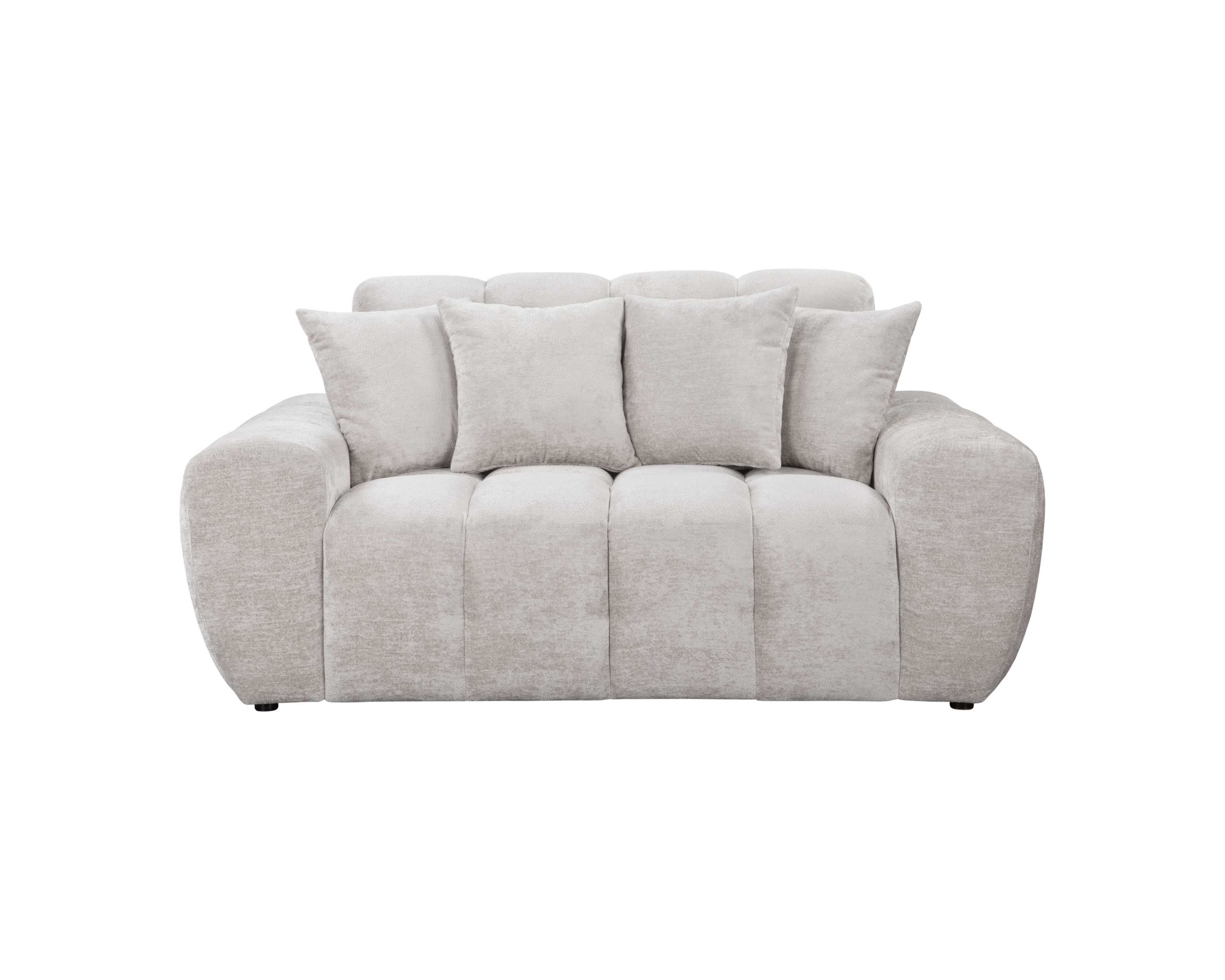 Canapé droit Saint-André-des-Arts en tissu chenille gris clair Paname Avenue, vue de face sur fond blanc