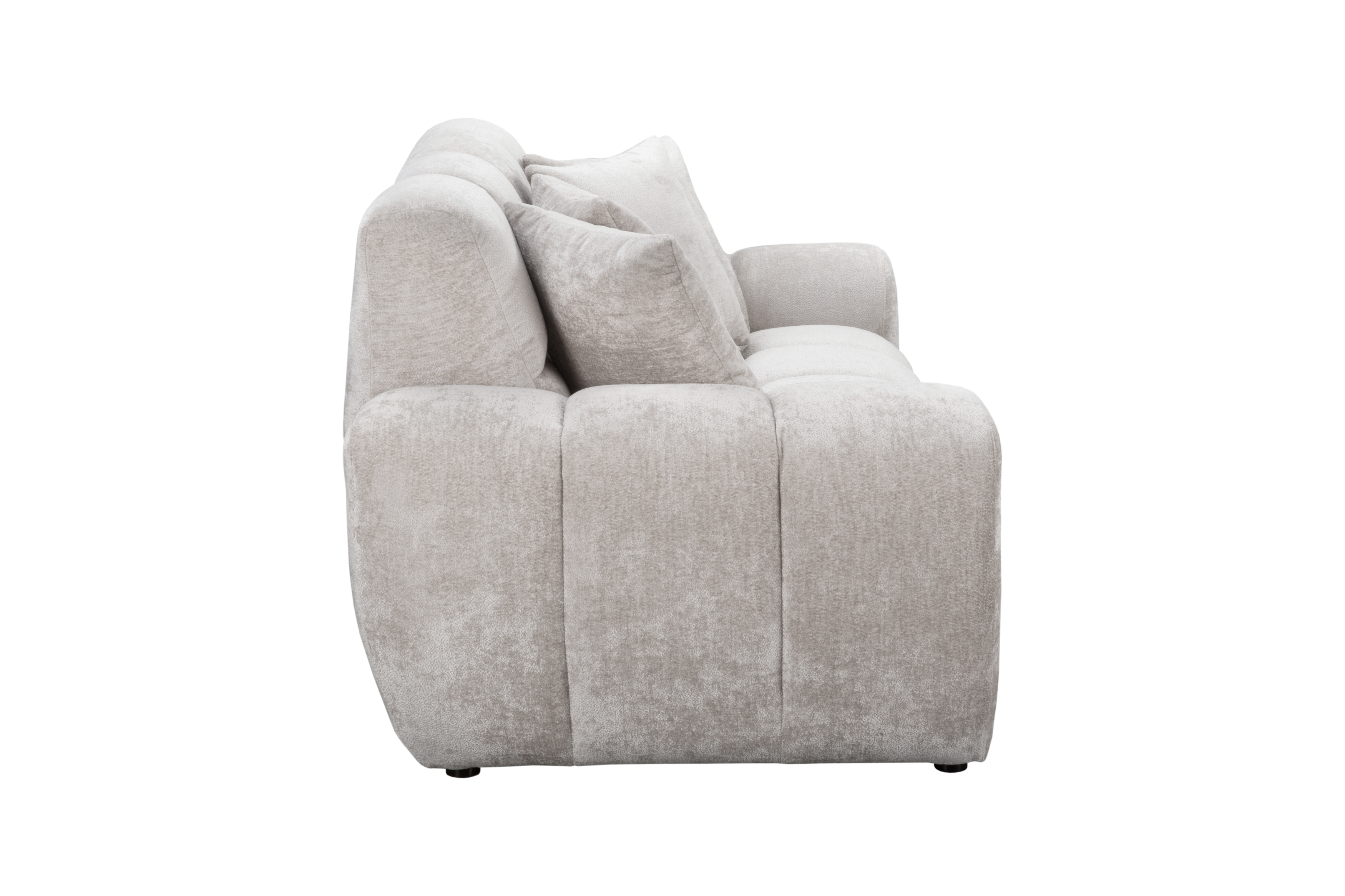 Canapé droit Saint-André-des-Arts en tissu chenille gris clair Paname Avenue, vue de profil sur fond blanc