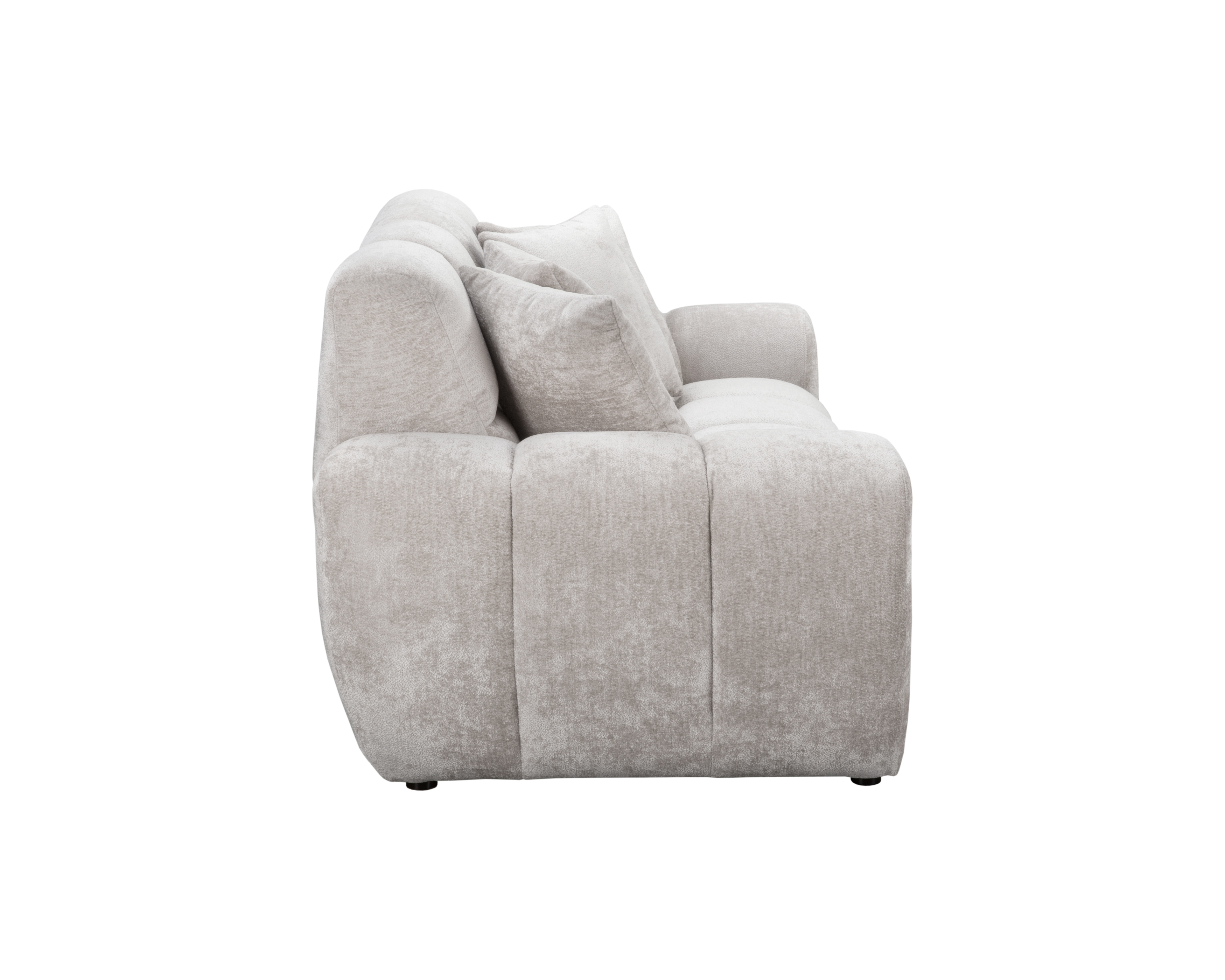 Canapé droit Saint-André-des-Arts en tissu chenille gris clair Paname Avenue, vue de profil sur fond blanc