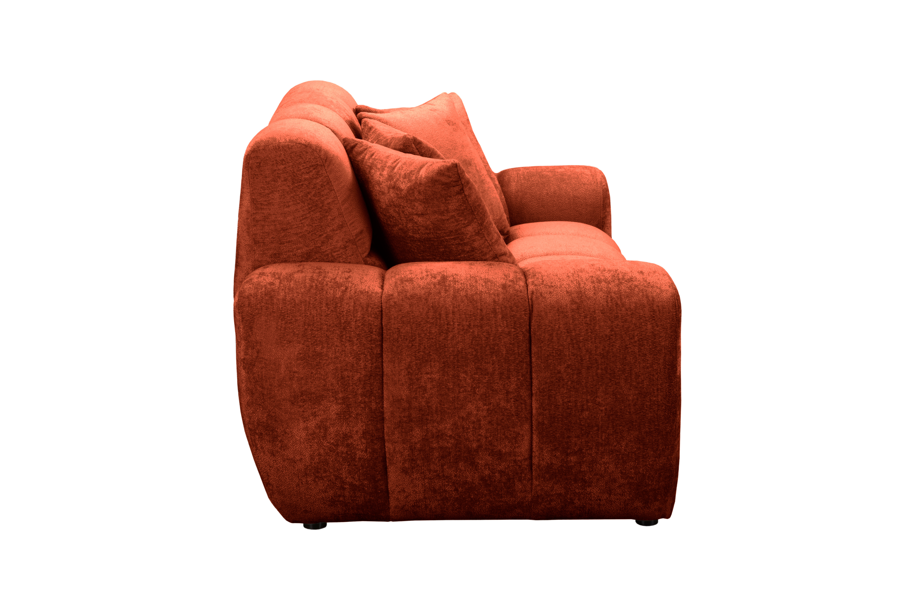 Canapé droit Saint-André-des-Arts en tissu chenille terracotta Paname Avenue, vue de profil sur fond blanc