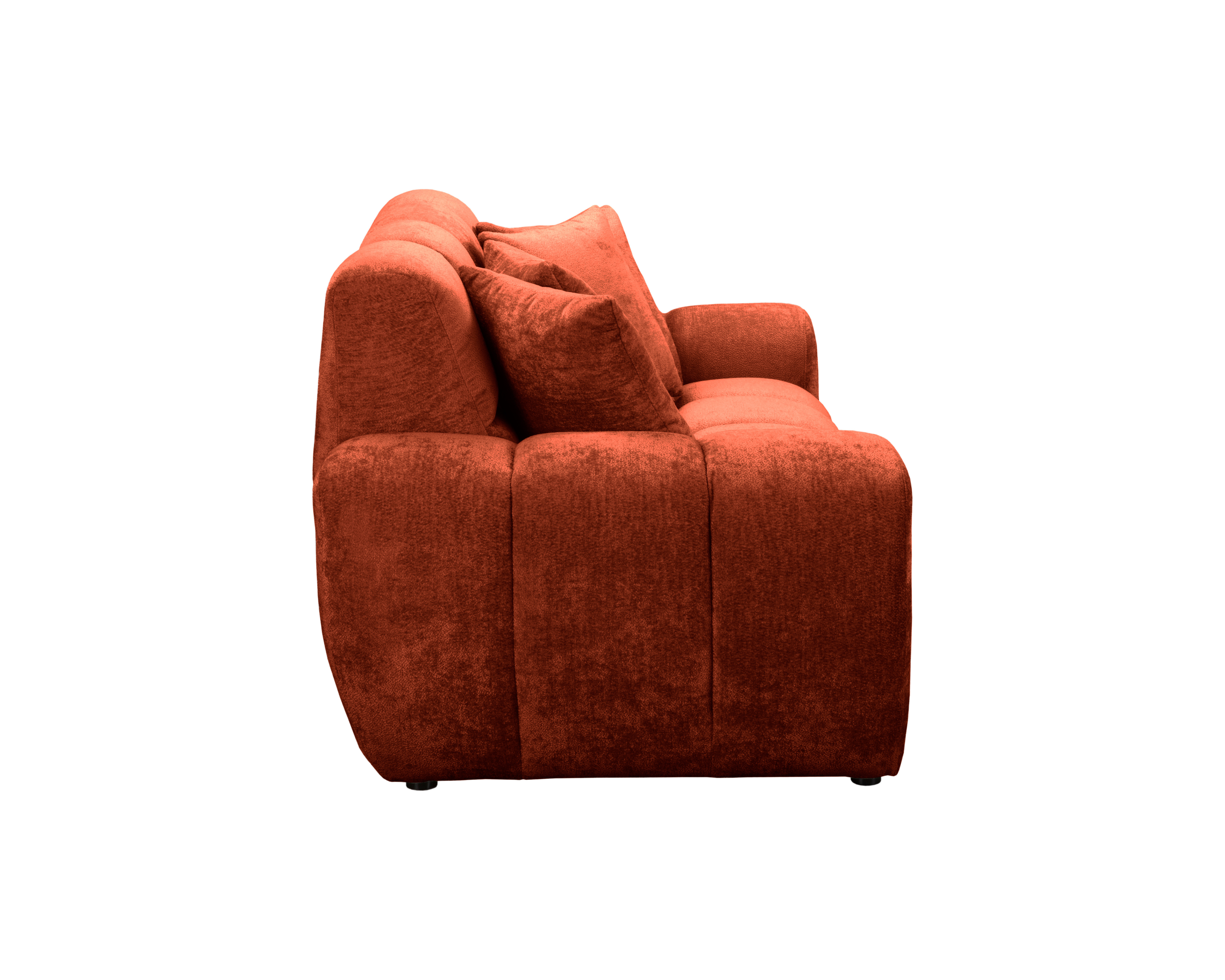 Canapé droit Saint-André-des-Arts en tissu chenille terracotta Paname Avenue, vue de profil sur fond blanc
