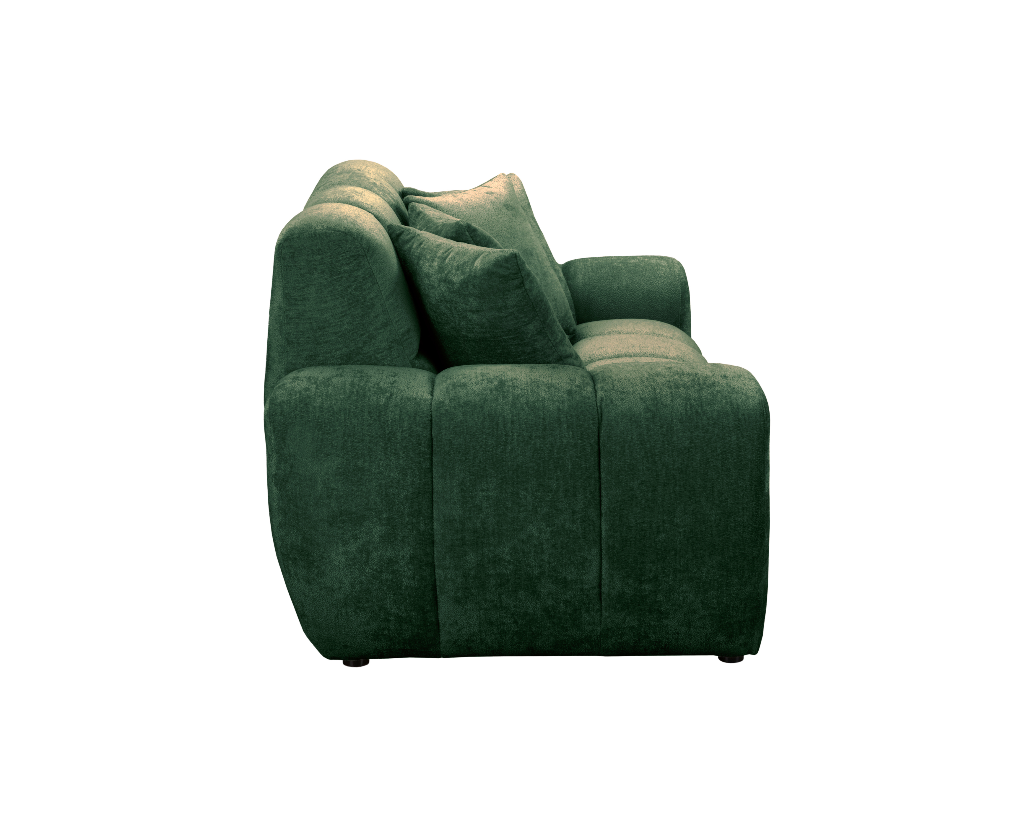 Canapé droit Saint-André-des-Arts en tissu chenille vert Paname Avenue, vue de profil sur fond blanc