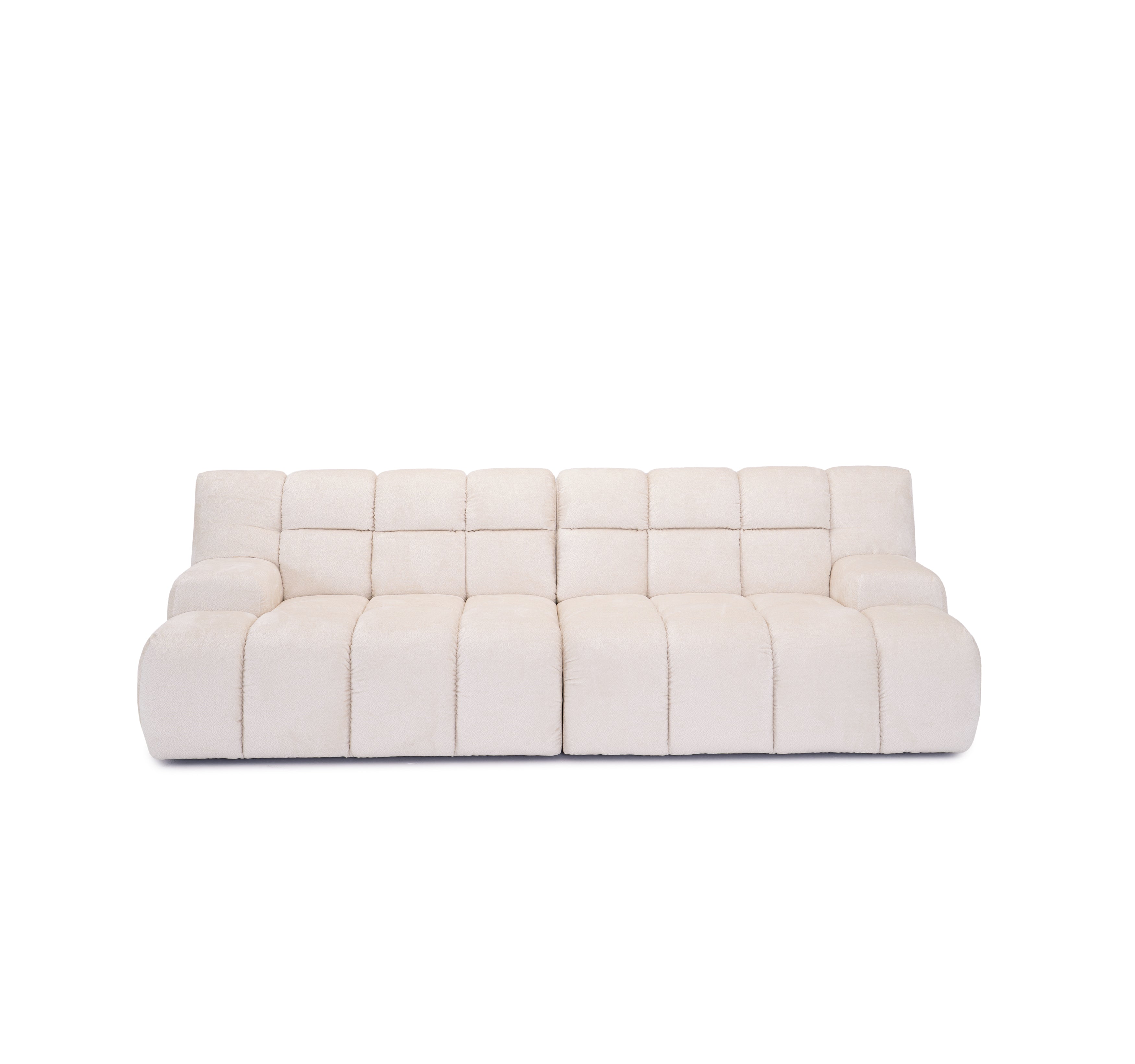 Canapé droit Saint-Honoré en tissu chenille crème Paname Avenue, vue de face sur fond blanc