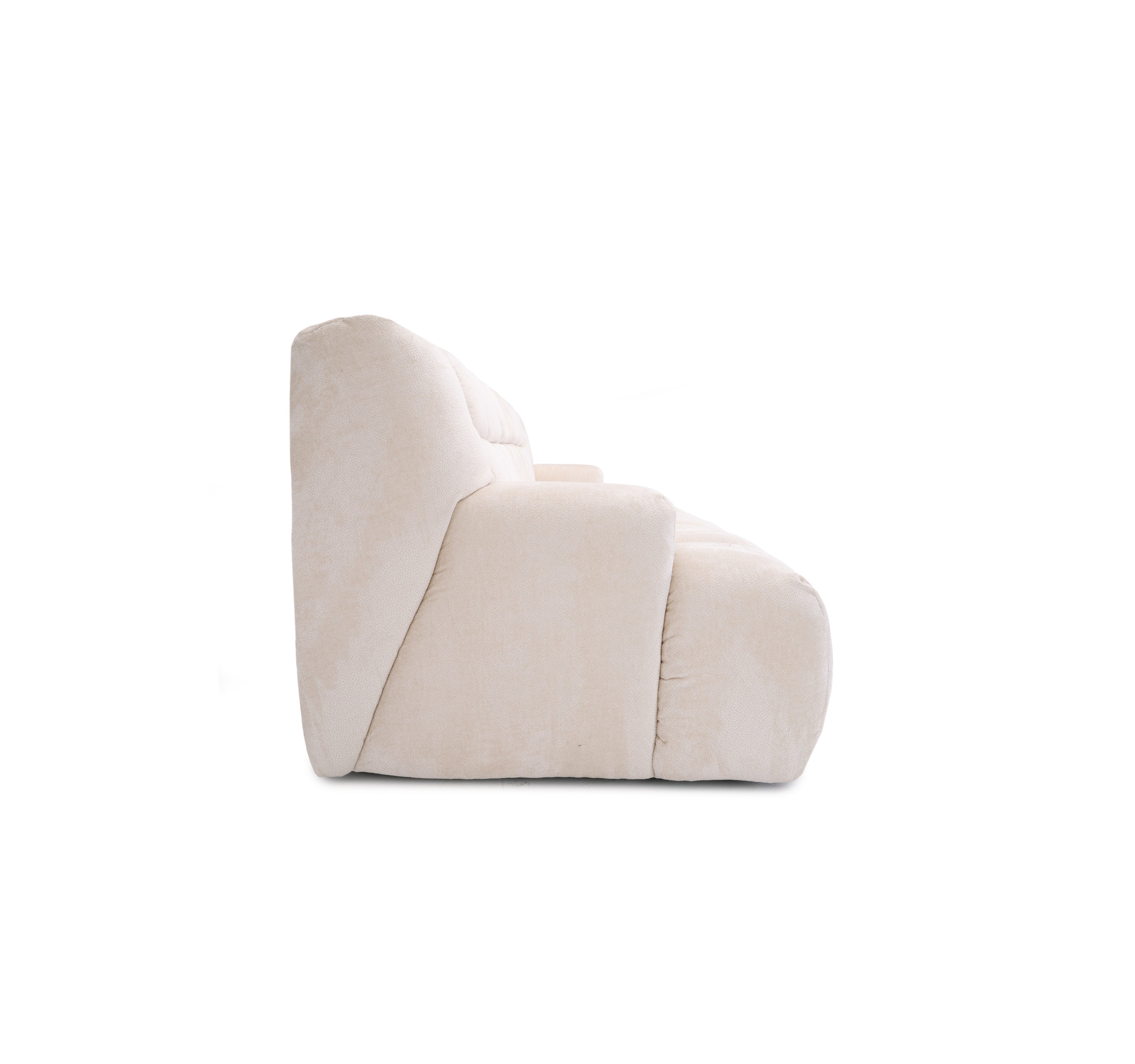 Canapé droit Saint-Honoré en tissu chenille crème Paname Avenue, vue de profil sur fond blanc