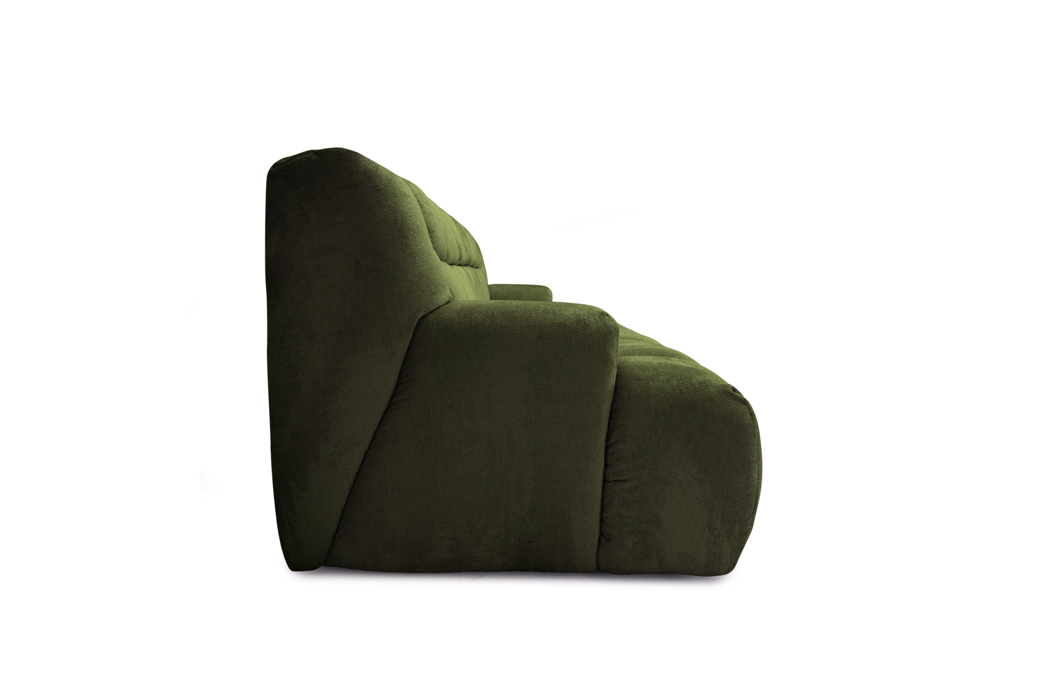 Canapé droit Saint-Honoré en tissu chenille vert olive Paname Avenue, vue de profil sur fond blanc