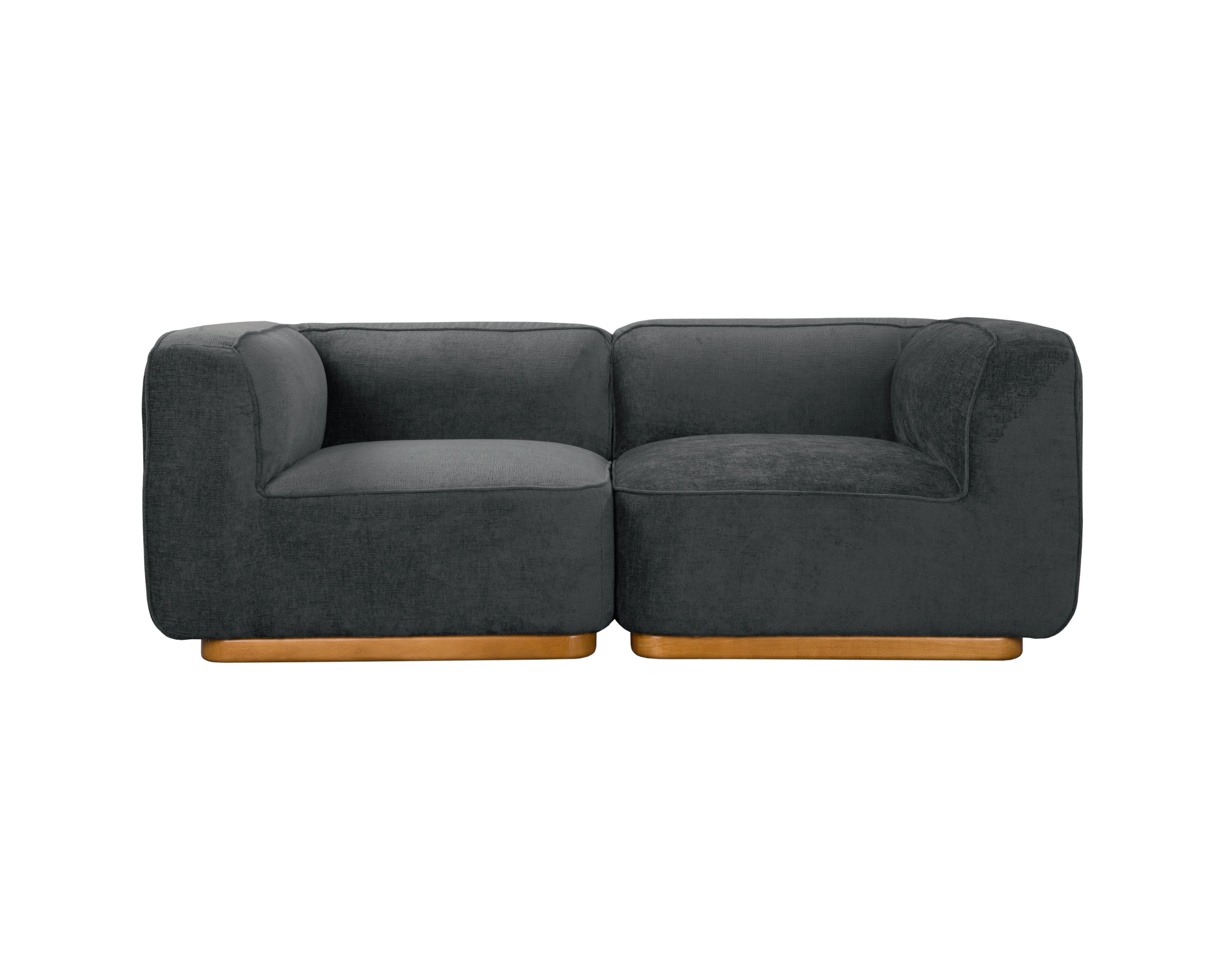 Canapé droit Saint-Maur en tissu chenille anthracite Paname Avenue, vue de face sur fond blanc