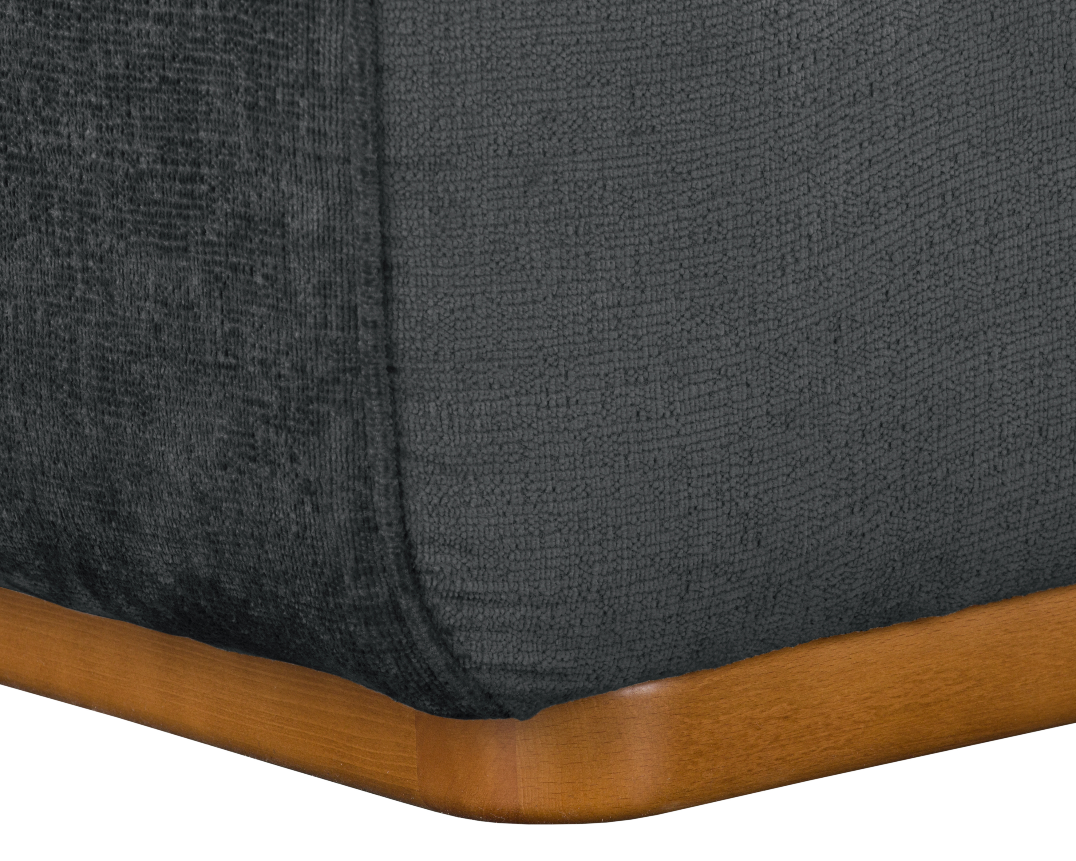 Canapé droit Saint-Maur en tissu chenille anthracite Paname Avenue, détail du pied en bois massif