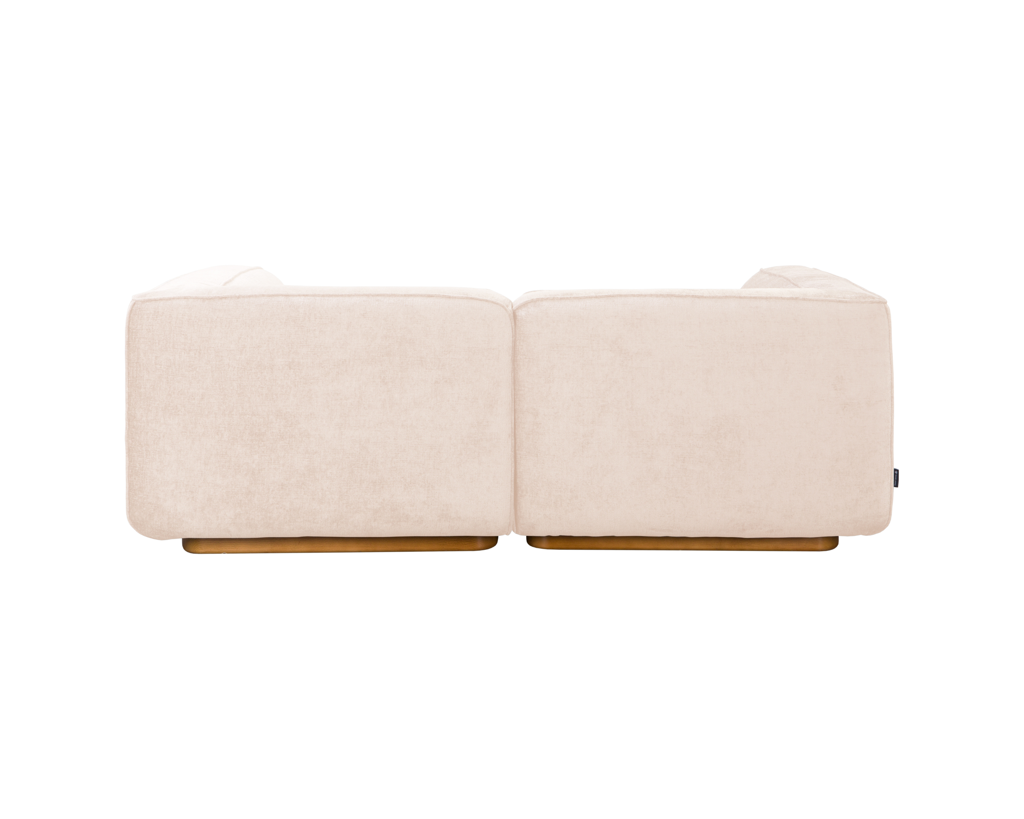 Canapé droit Saint-Maur en tissu chenille beige Paname Avenue, vue arrière sur fond blanc