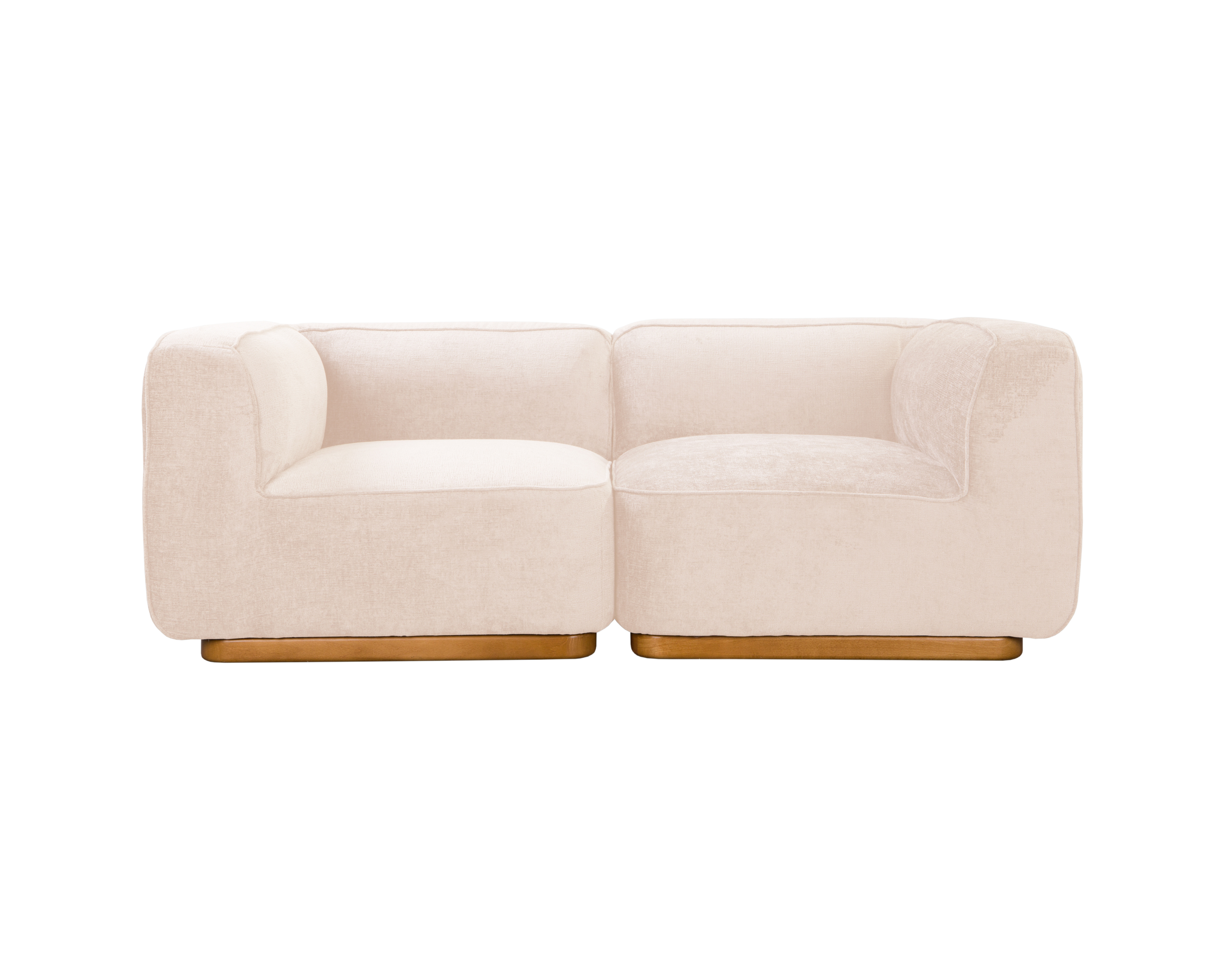 Canapé droit Saint-Maur en tissu chenille beige Paname Avenue, vue de face sur fond blanc