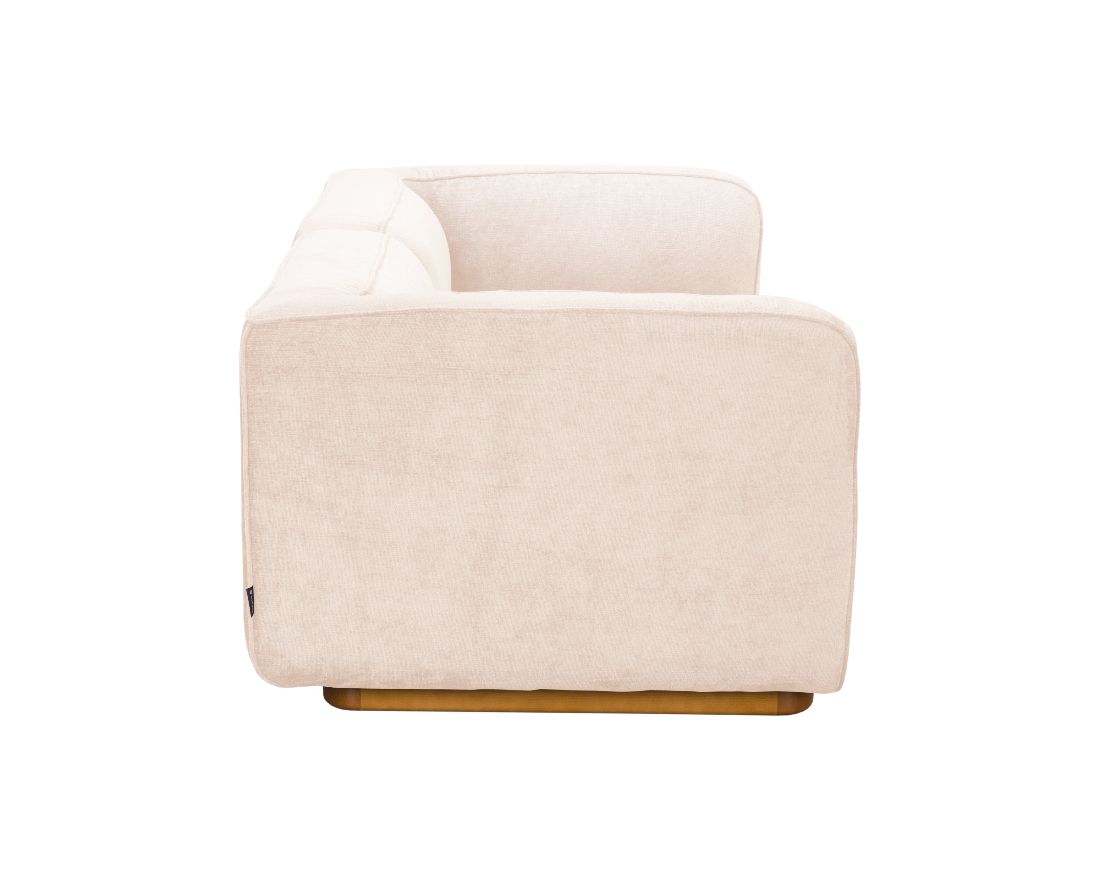 Canapé droit Saint-Maur en tissu chenille beige Paname Avenue, vue de profil sur fond blanc