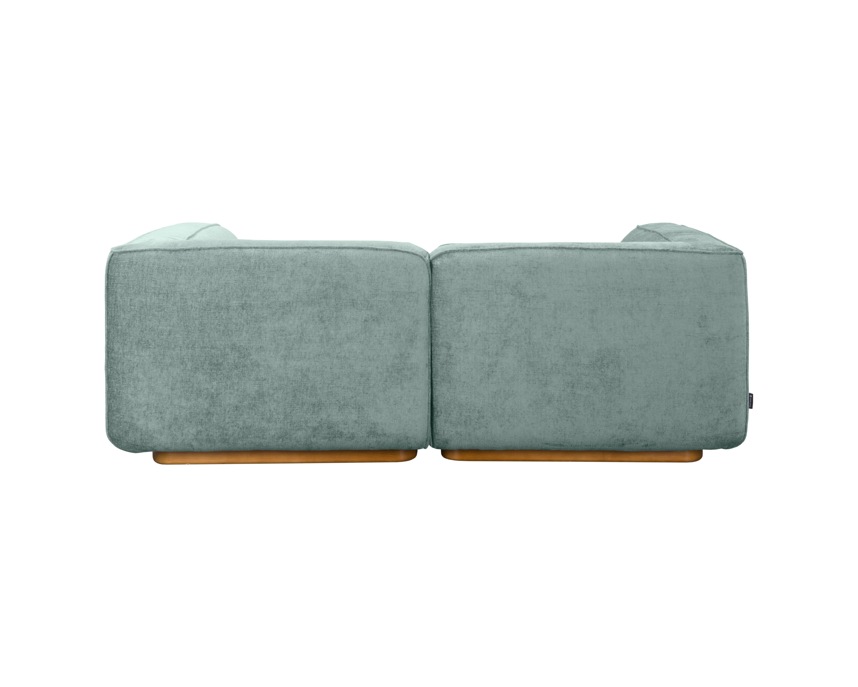 Canapé droit Saint-Maur en tissu chenille bleu Paname Avenue, vue arrière sur fond blanc