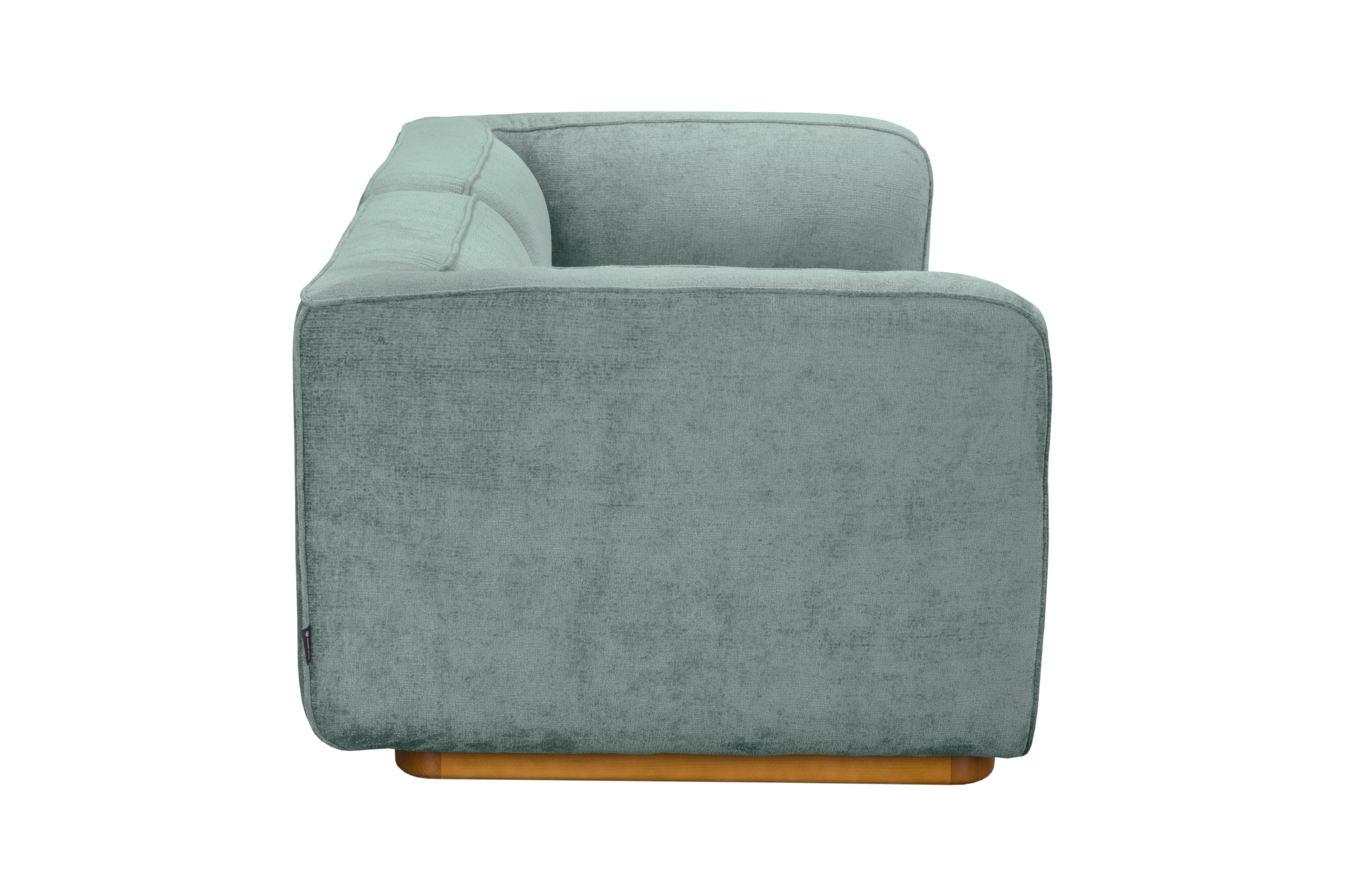 Canapé droit Saint-Maur en tissu chenille bleu Paname Avenue, vue de profil sur fond blanc