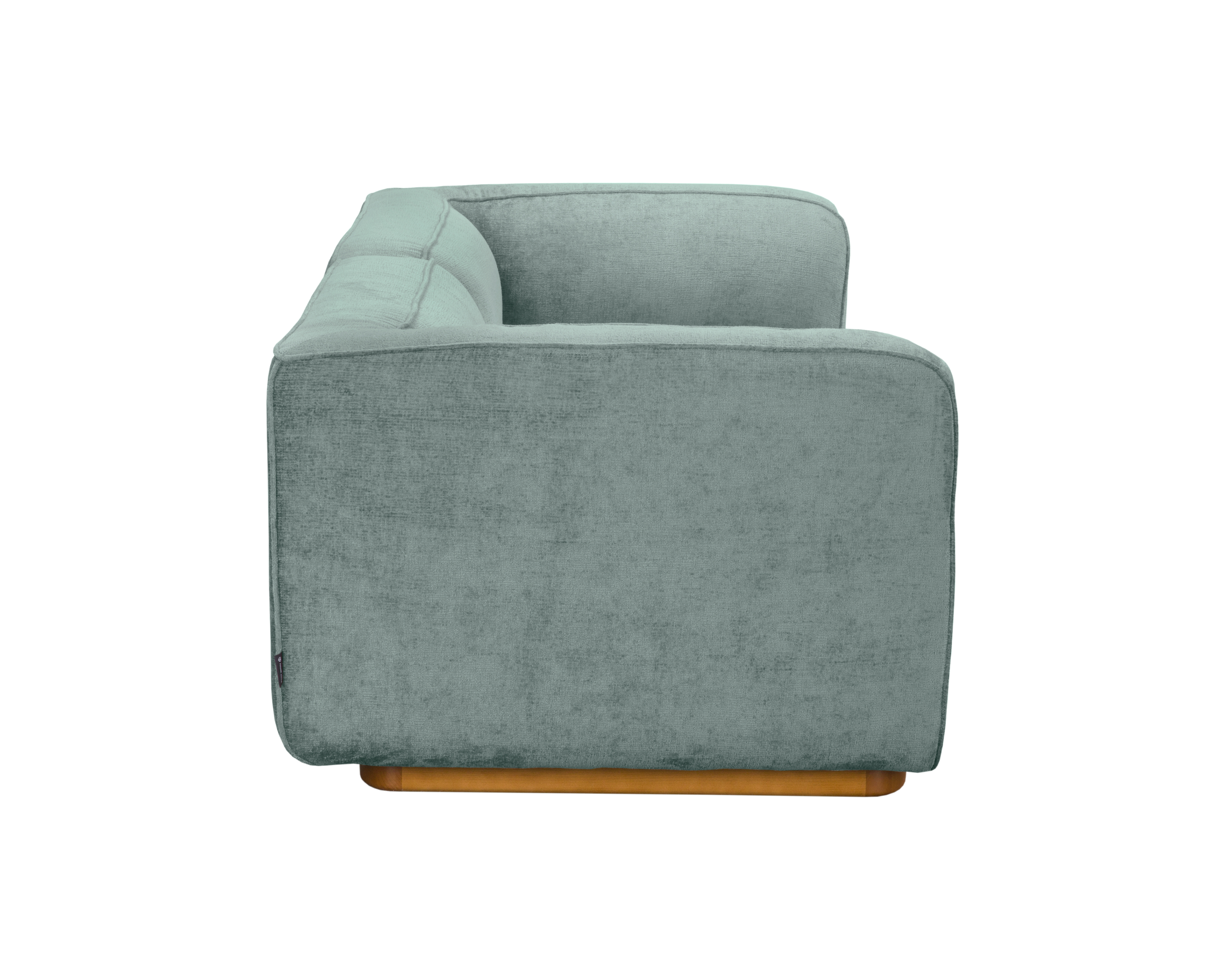 Canapé droit Saint-Maur en tissu chenille bleu Paname Avenue, vue de profil sur fond blanc