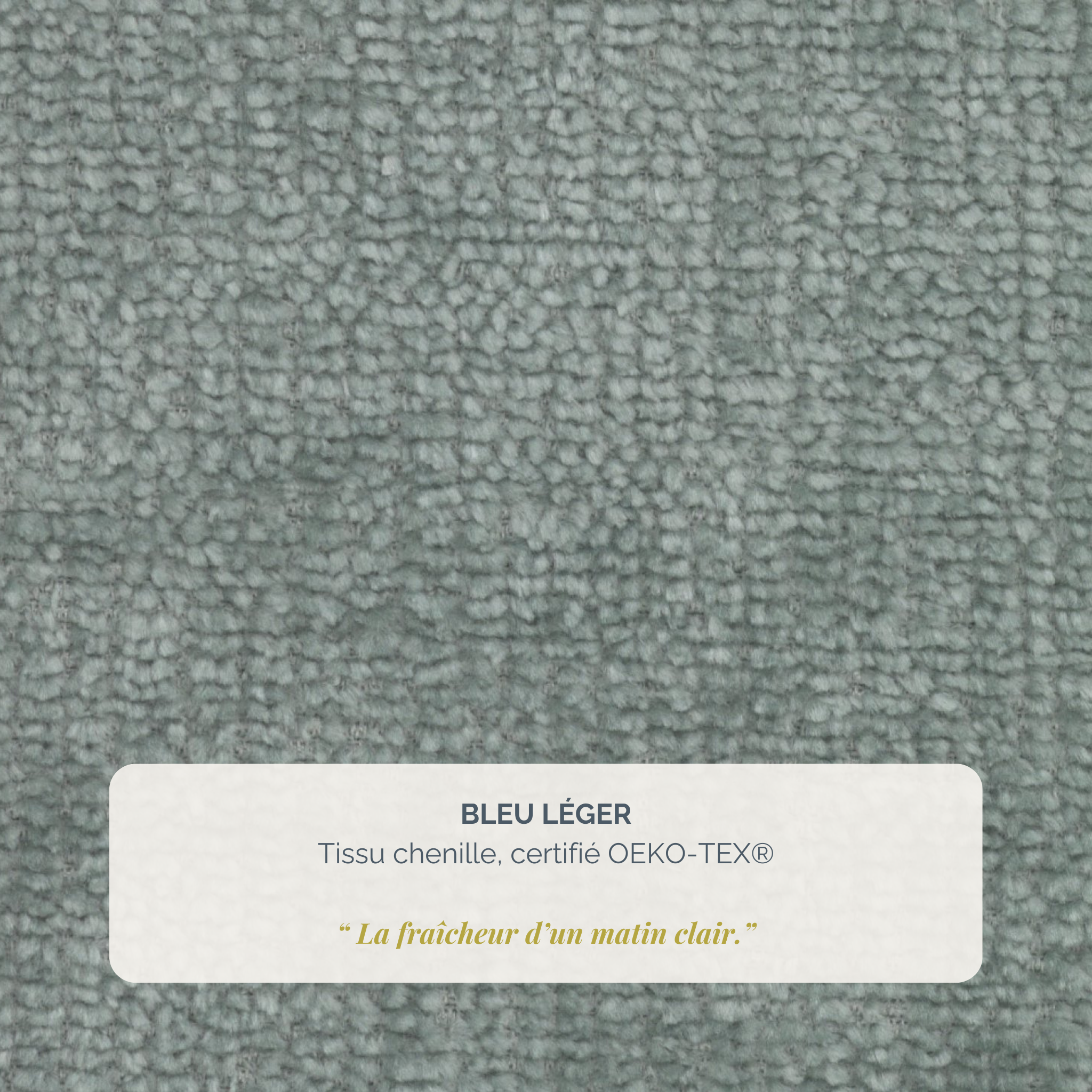 Canapé droit Saint-Maur en tissu chenille bleu Paname Avenue, détail de la texture du revêtement